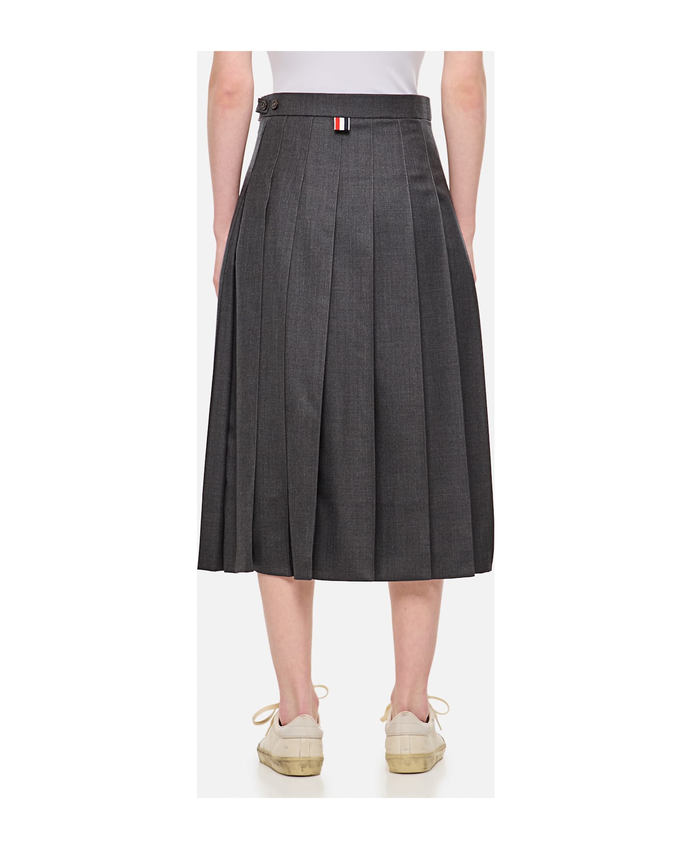 Thom Browne Pleated Midi Skirt - Grey