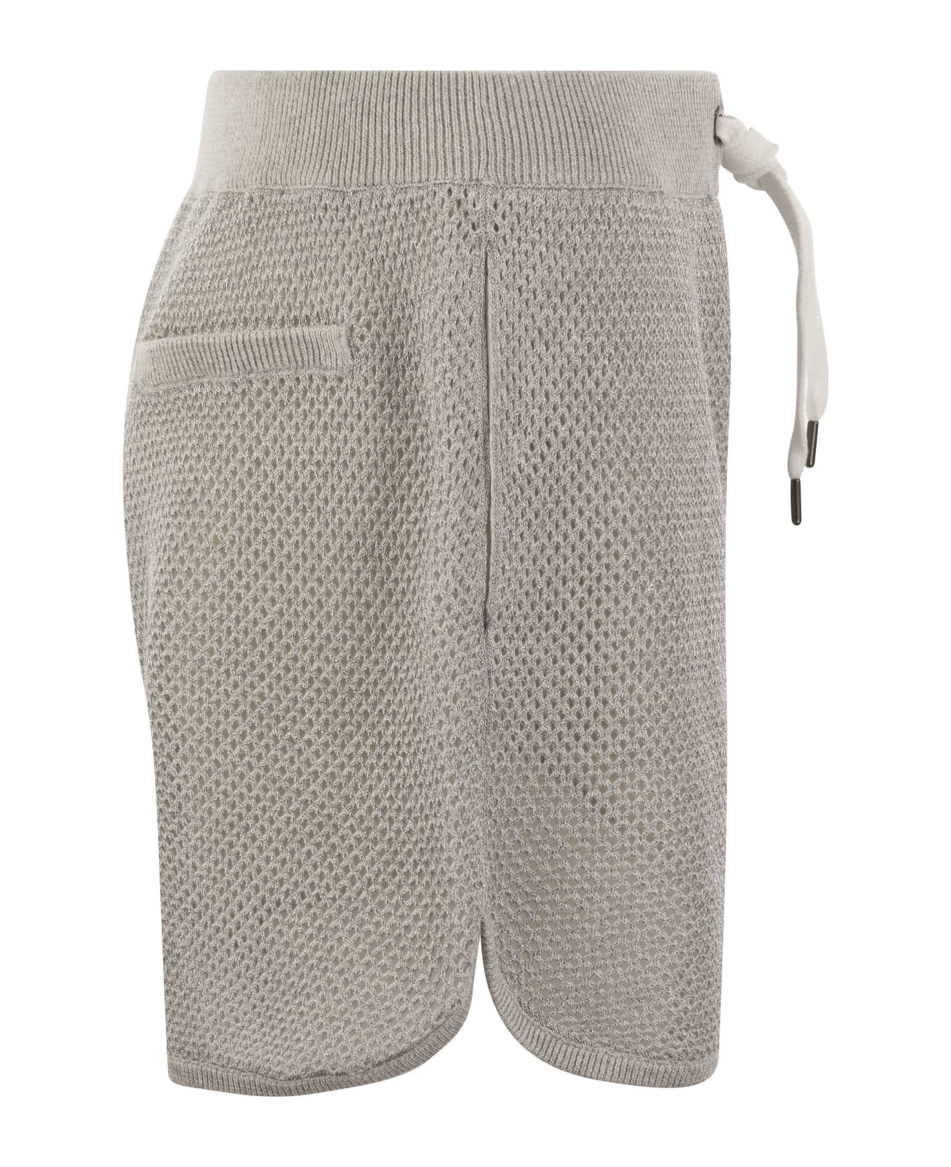 Brunello Cucinelli Sparkling Net Knit Cotton Shorts - Fog ショートパンツ