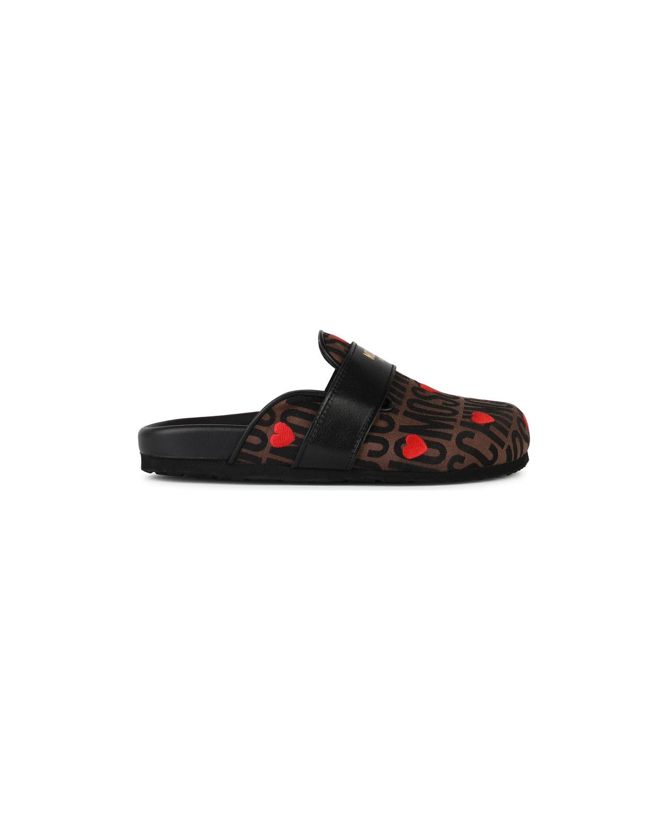 Moschino Brown Leather Blend Slippers - Brown