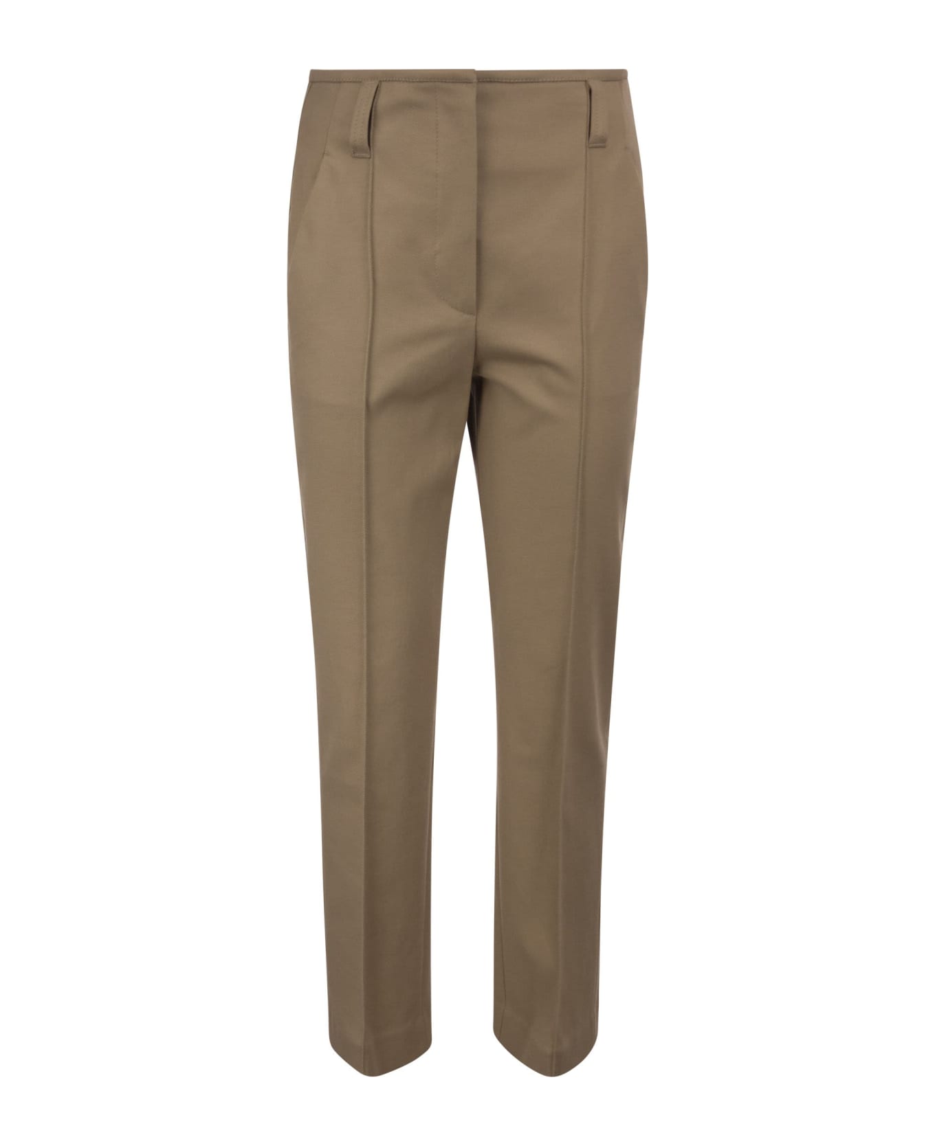 Brunello Cucinelli Stretch Cotton Cover-up Wide Corset Trousers With Necklace - Chestnut