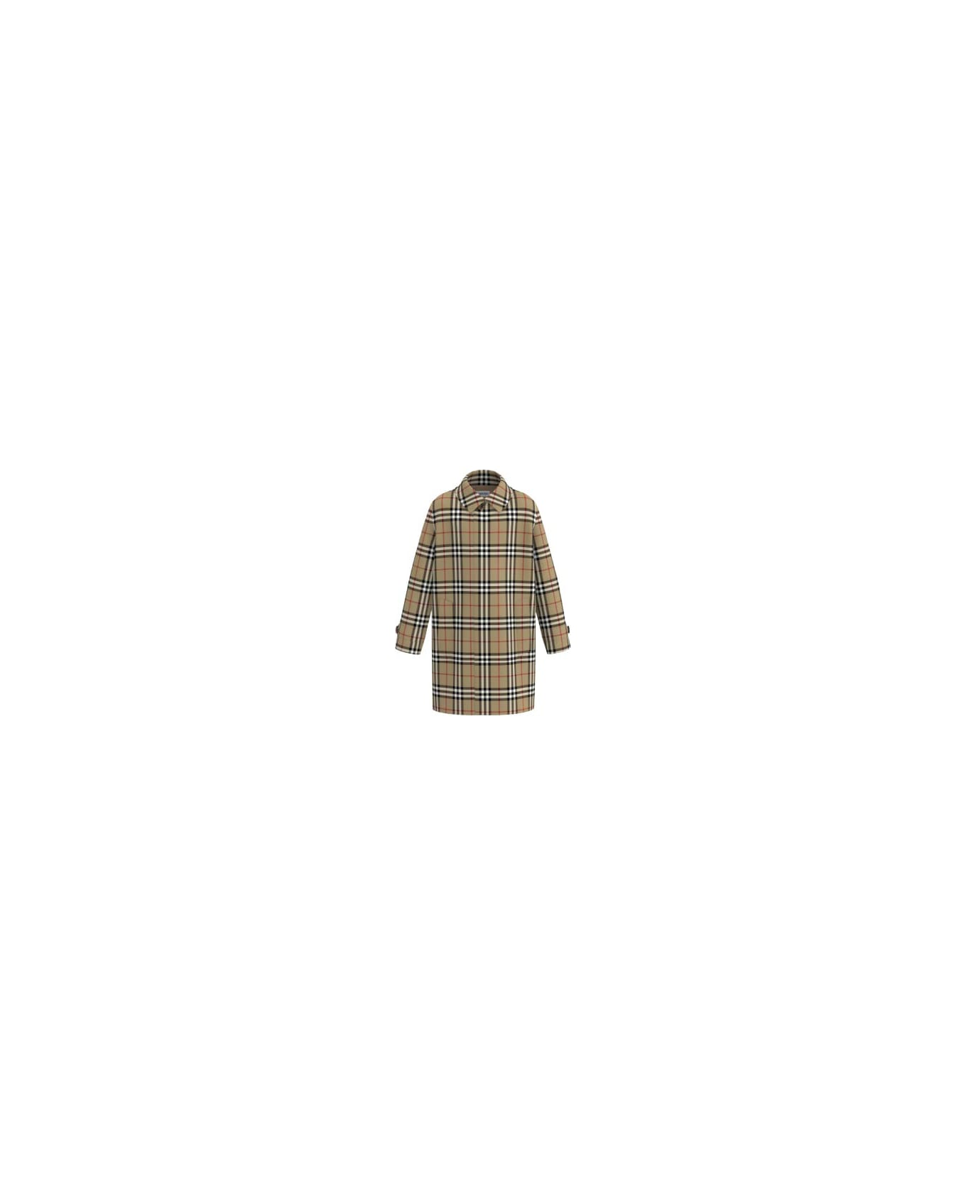 Burberry Beige Reversible Coat For Kids With Iconic Check Vintage - Beige