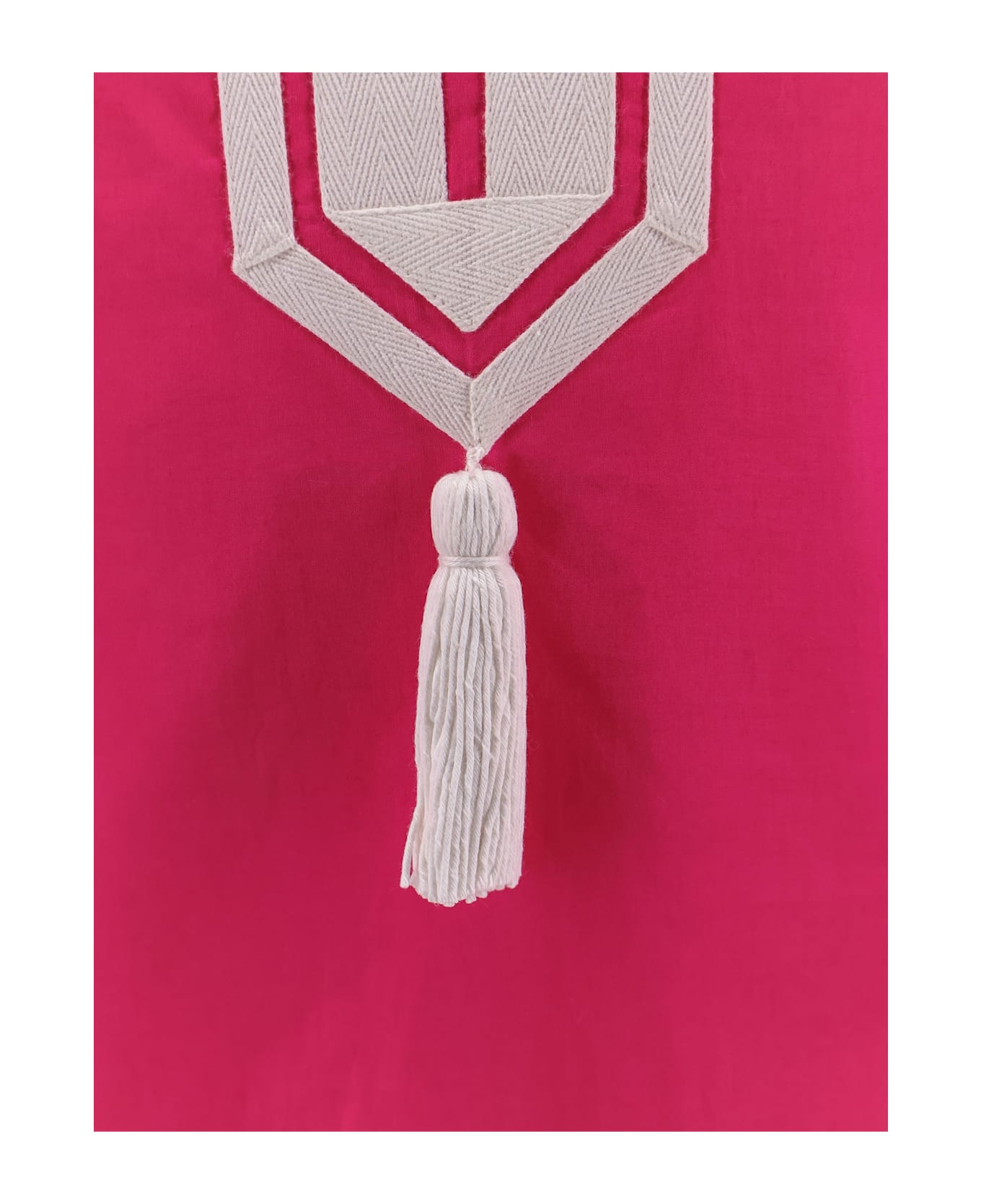 Tory Burch Cotton Short Dress With Contrasting Profiles - Bold pink