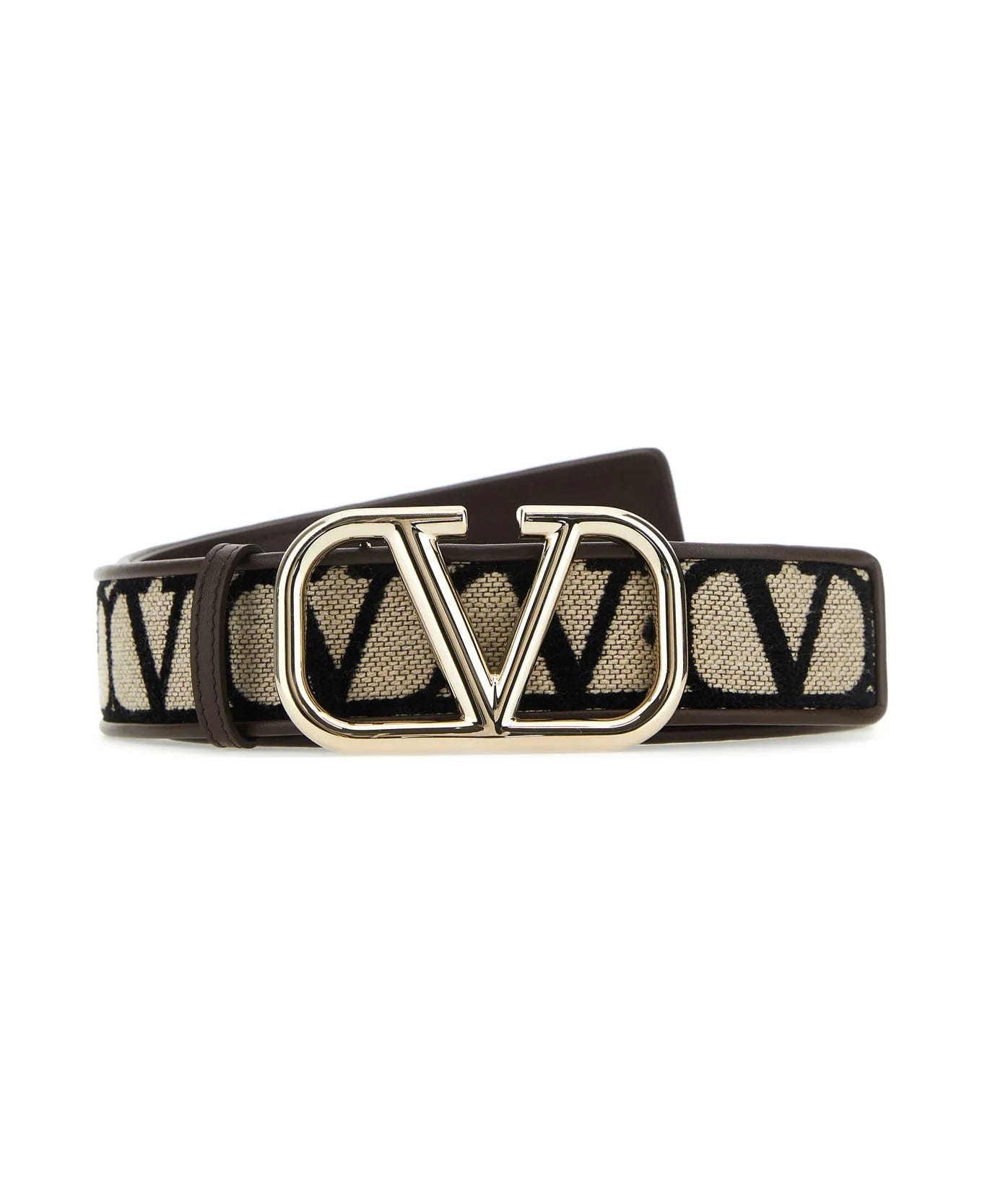 Valentino Garavani Vlogo 40 Reversible Toile Iconographe Canvas & Leather Belt