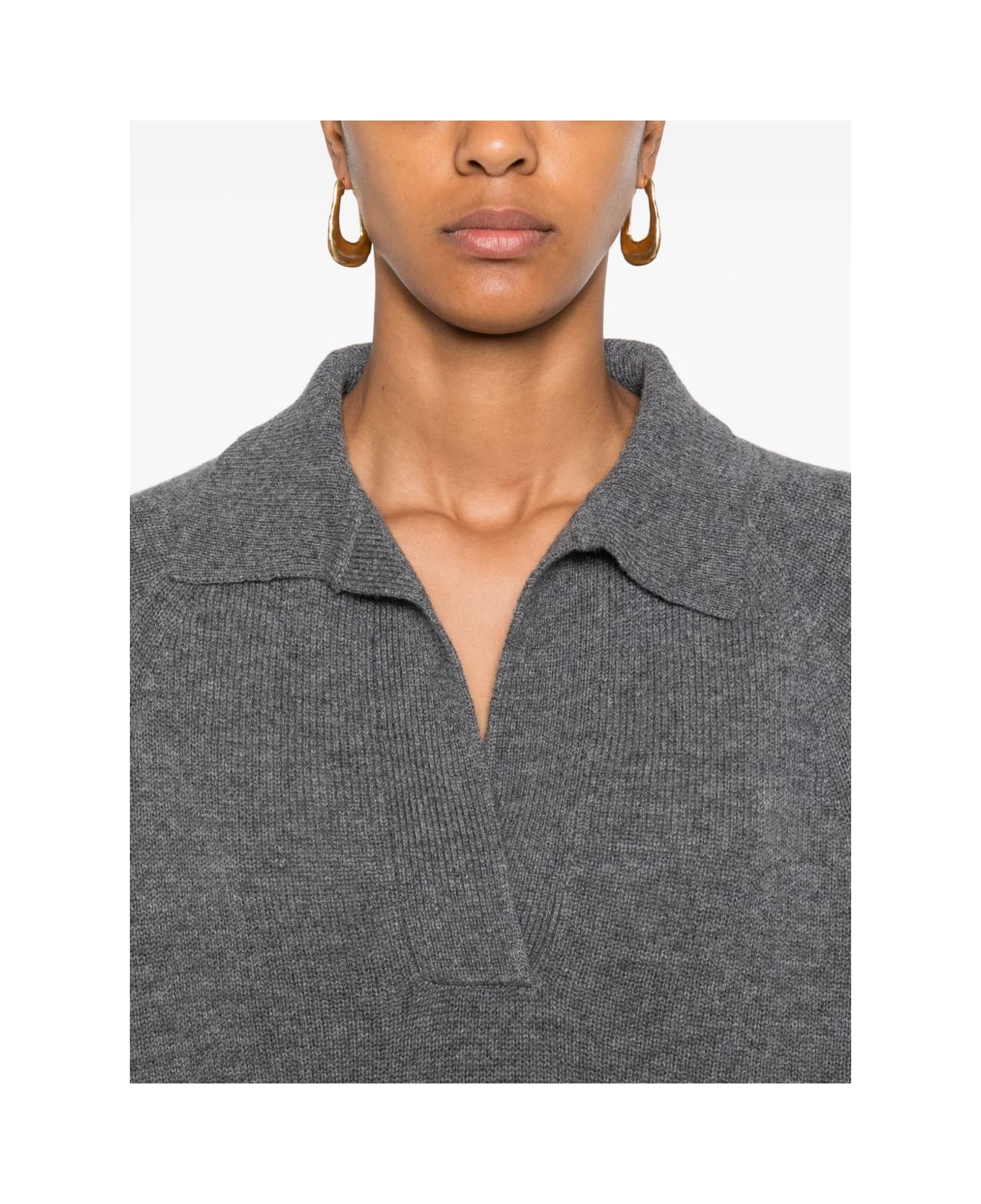 Emporio Armani Wool Oversized Polo Shirt - Grey