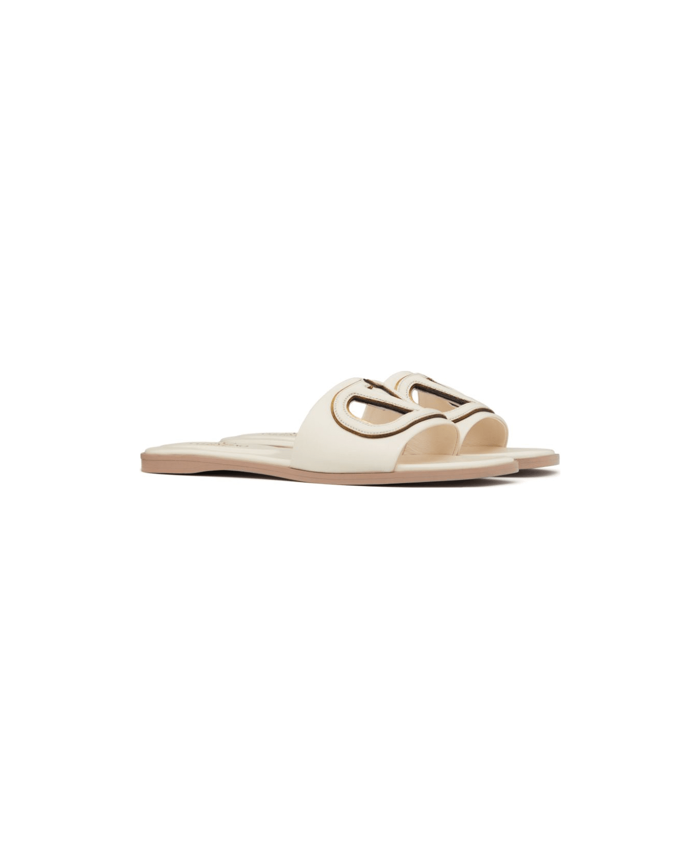 Valentino Garavani Vlogo Cut-out Leather Sandals - Ivory