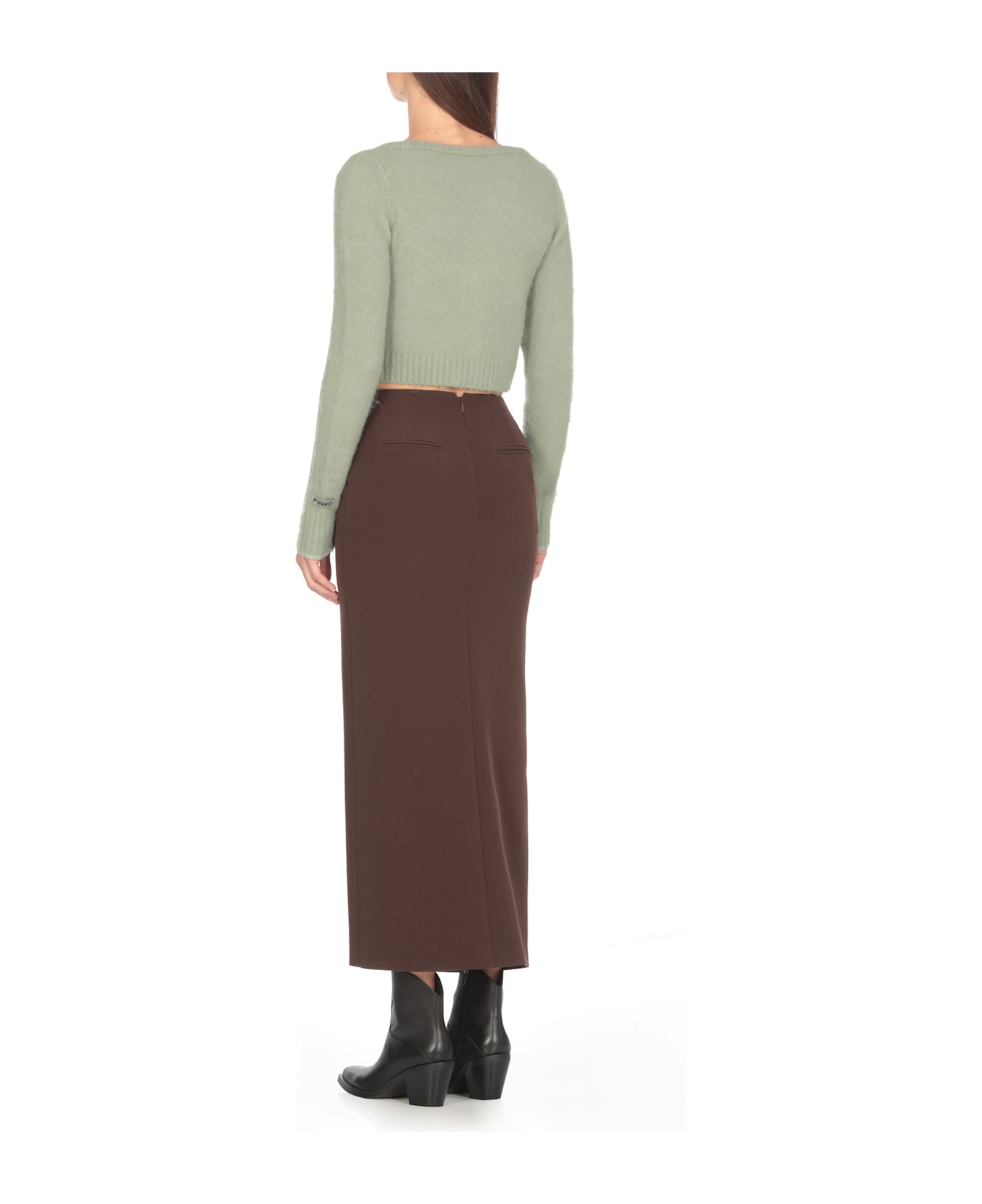 Pinko Colorpoint Sweater With Wide Round Neckline - Green