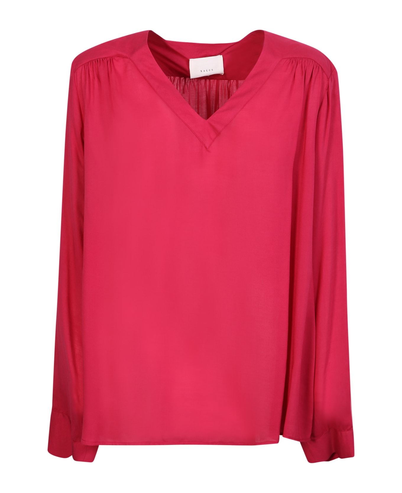 Xacus V-neck Viscose Blouse In Fuchsia - Pink