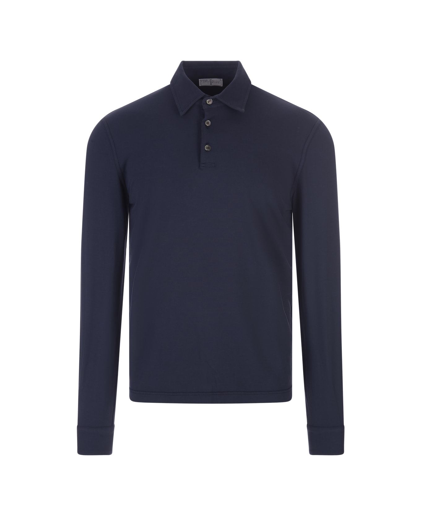 Fedeli Night Blue Long Sleeve Polo Shirt - Blue