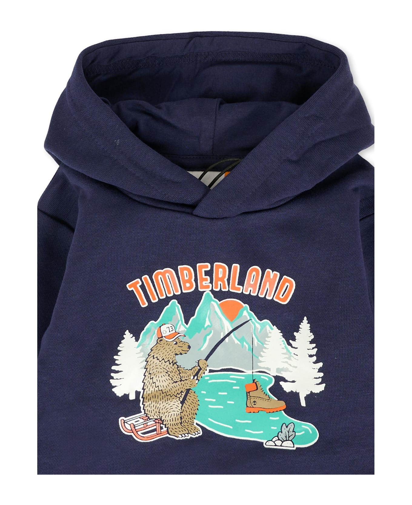 Timberland Blue Sweatshirt For Baby Boy With Bear - Blue