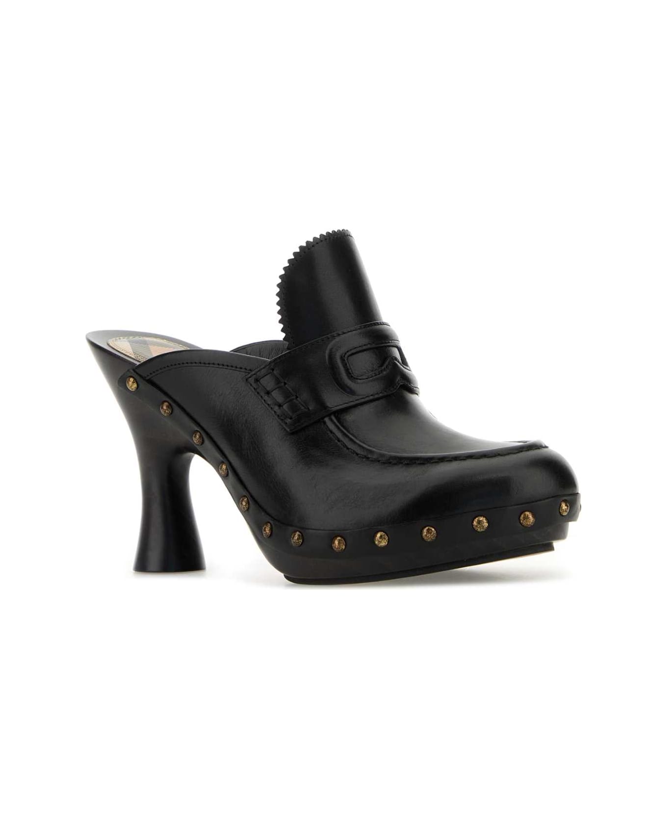 Burberry Black Leather Mules - BLACK