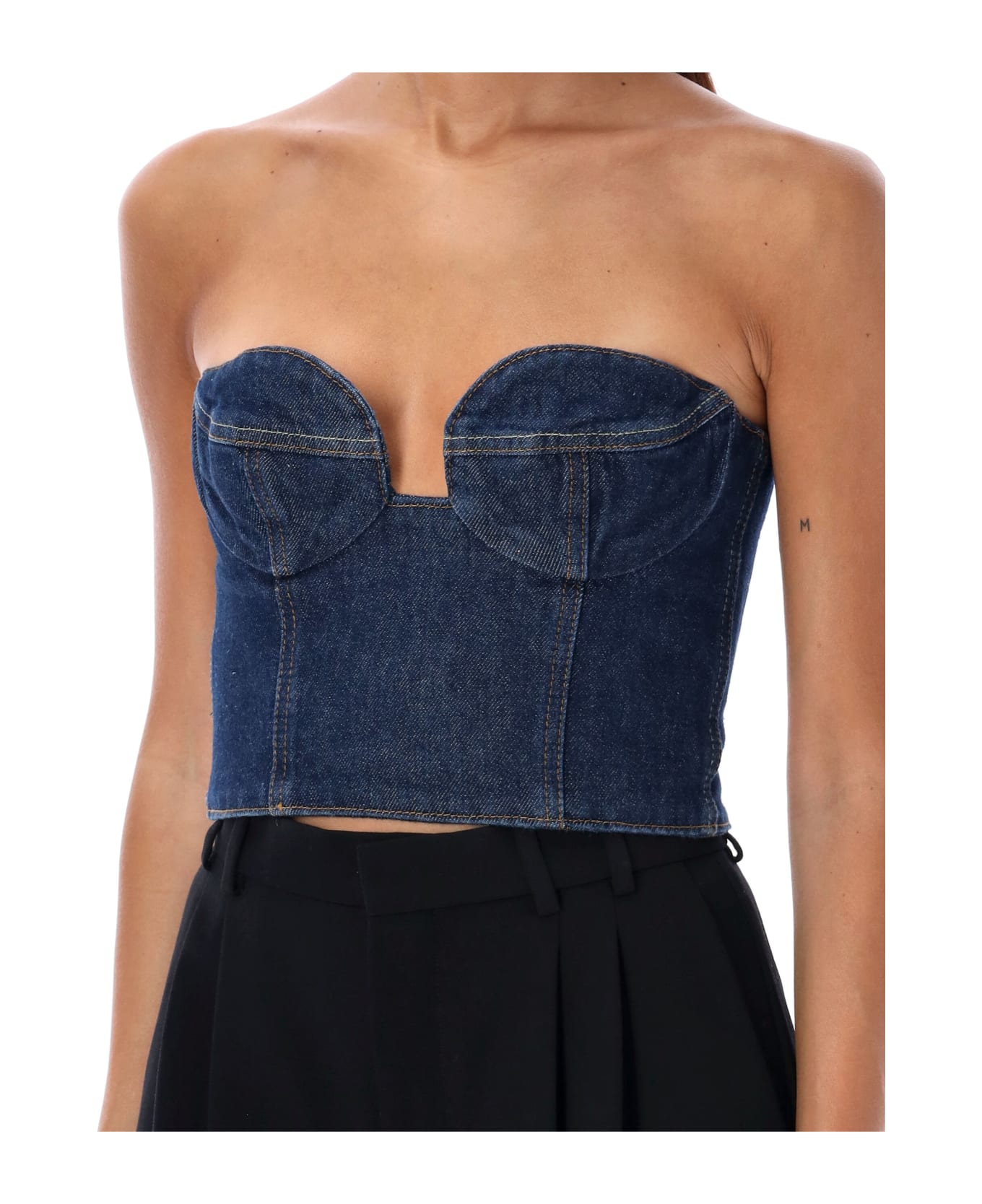 Magda Butrym Bustier Denim Top - NAVY