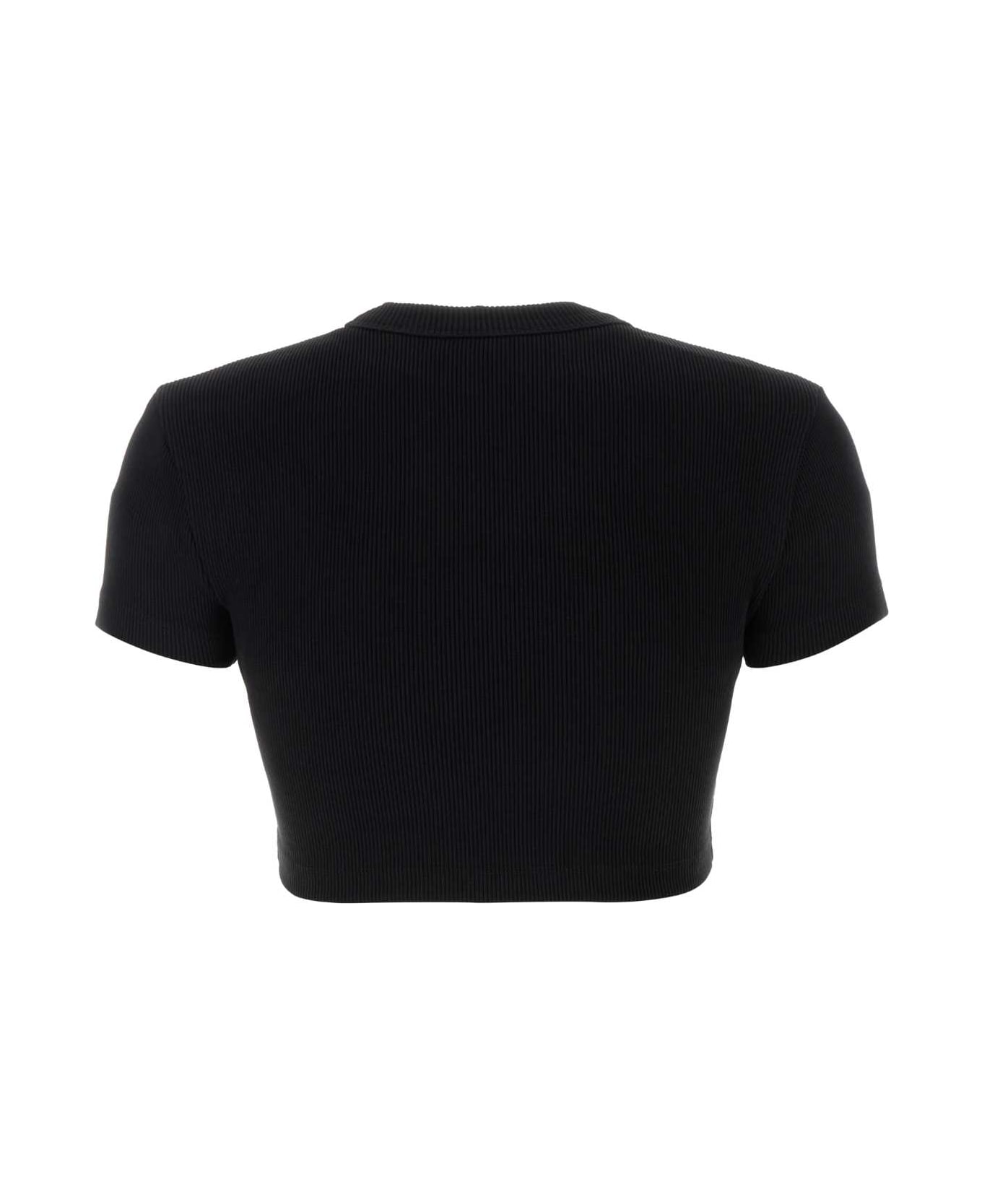 T by Alexander Wang Black Stretch Cotton T-shirt - BLACK