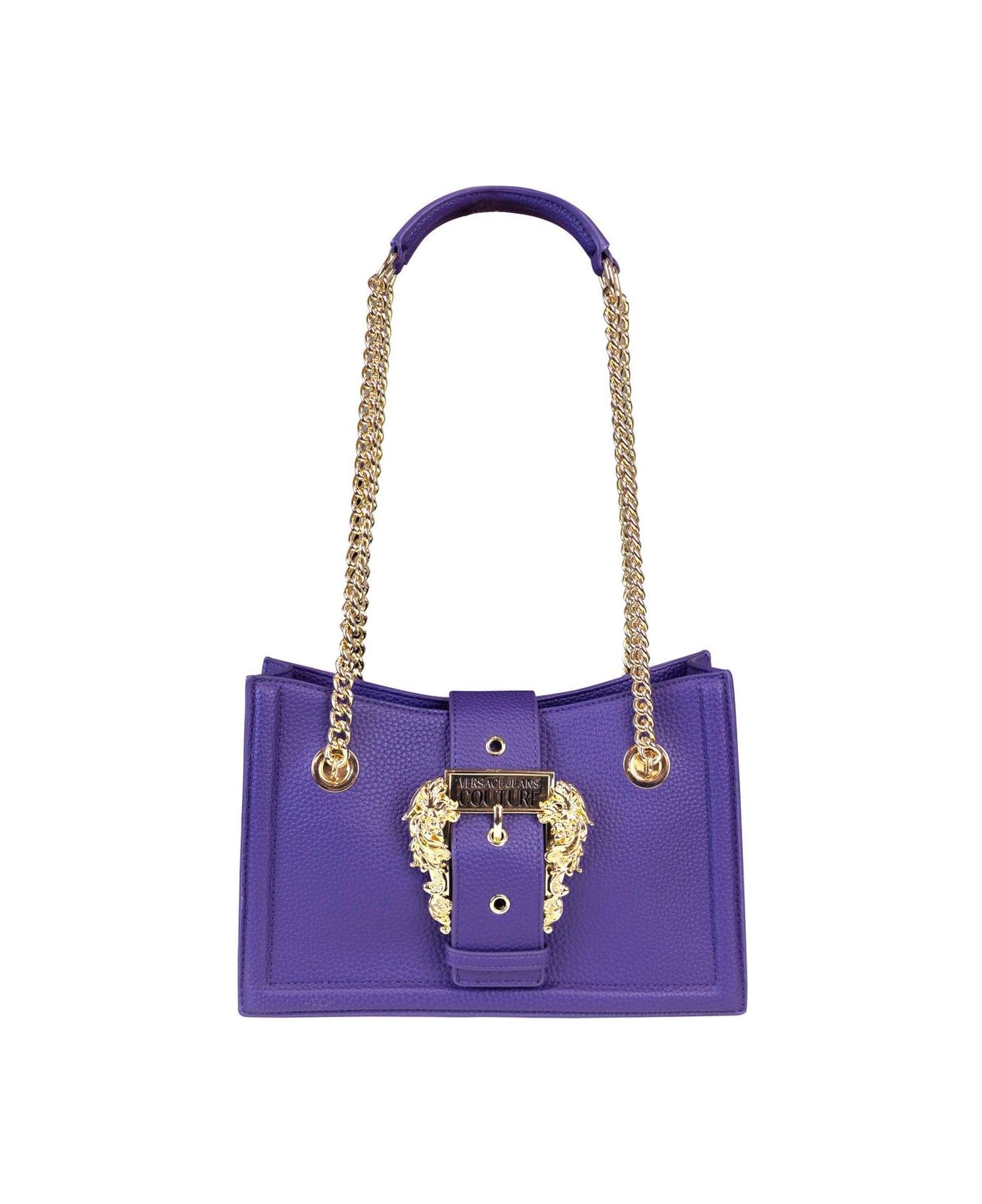 Versace Jeans Couture Logo-engraved Chain Link Shoulder Bag - Purple