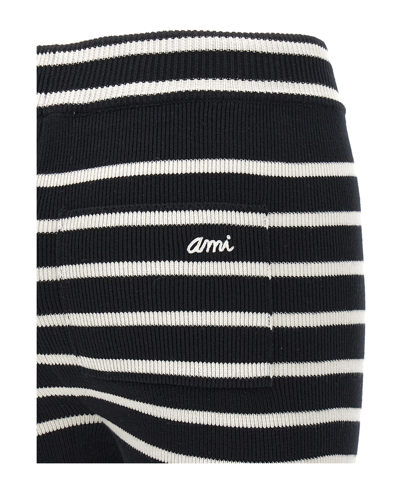 Ami Alexandre Mattiussi Striped Knitted Shorts - White/Black ショートパンツ