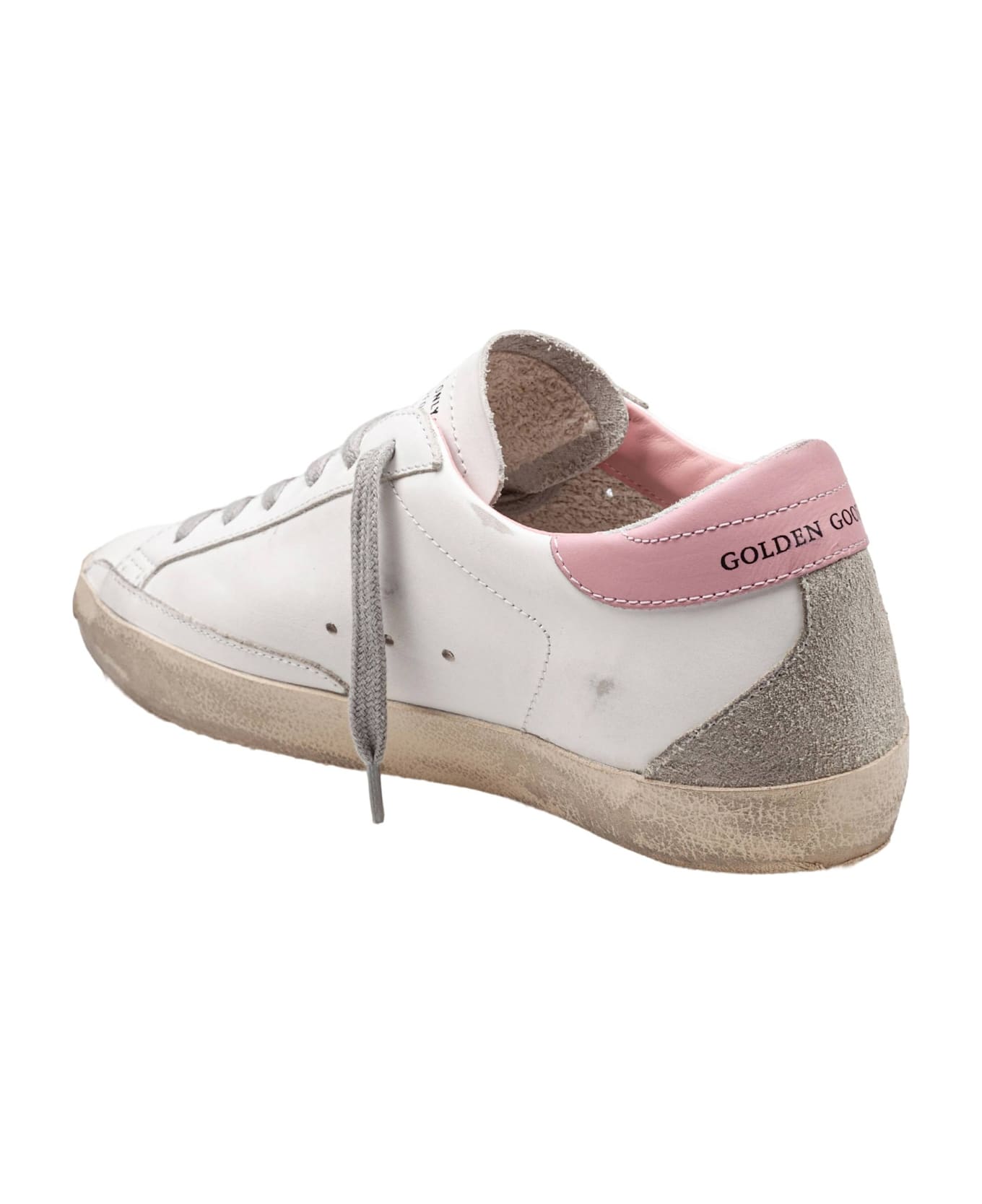 Golden Goose Super Star Sneakers In White And Pink Leather - White/Ice/light pink