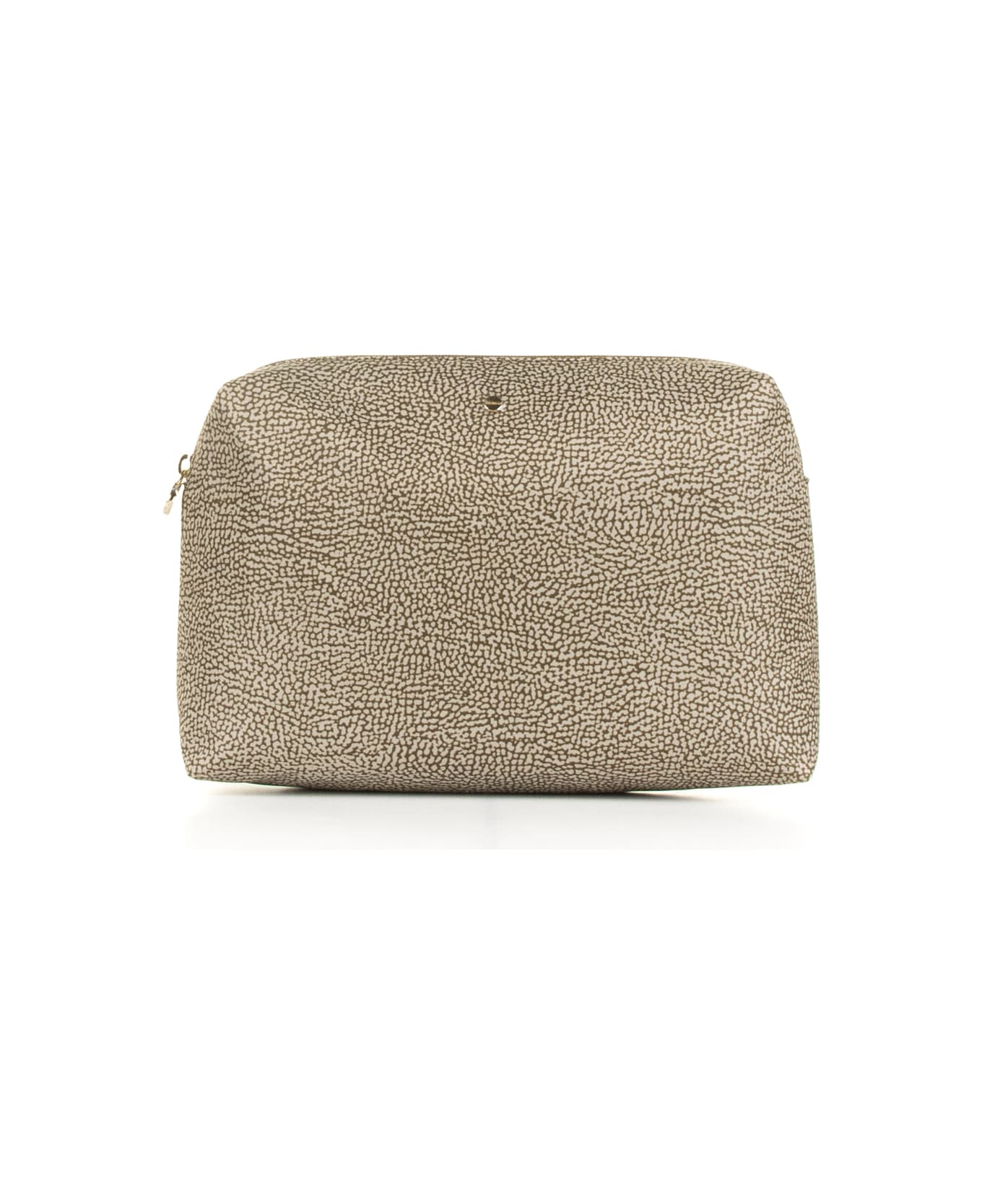 Borbonese Medium Clutch Bag In Op Fabric And Leather - BEIGE/MARRONE クラッチバッグ