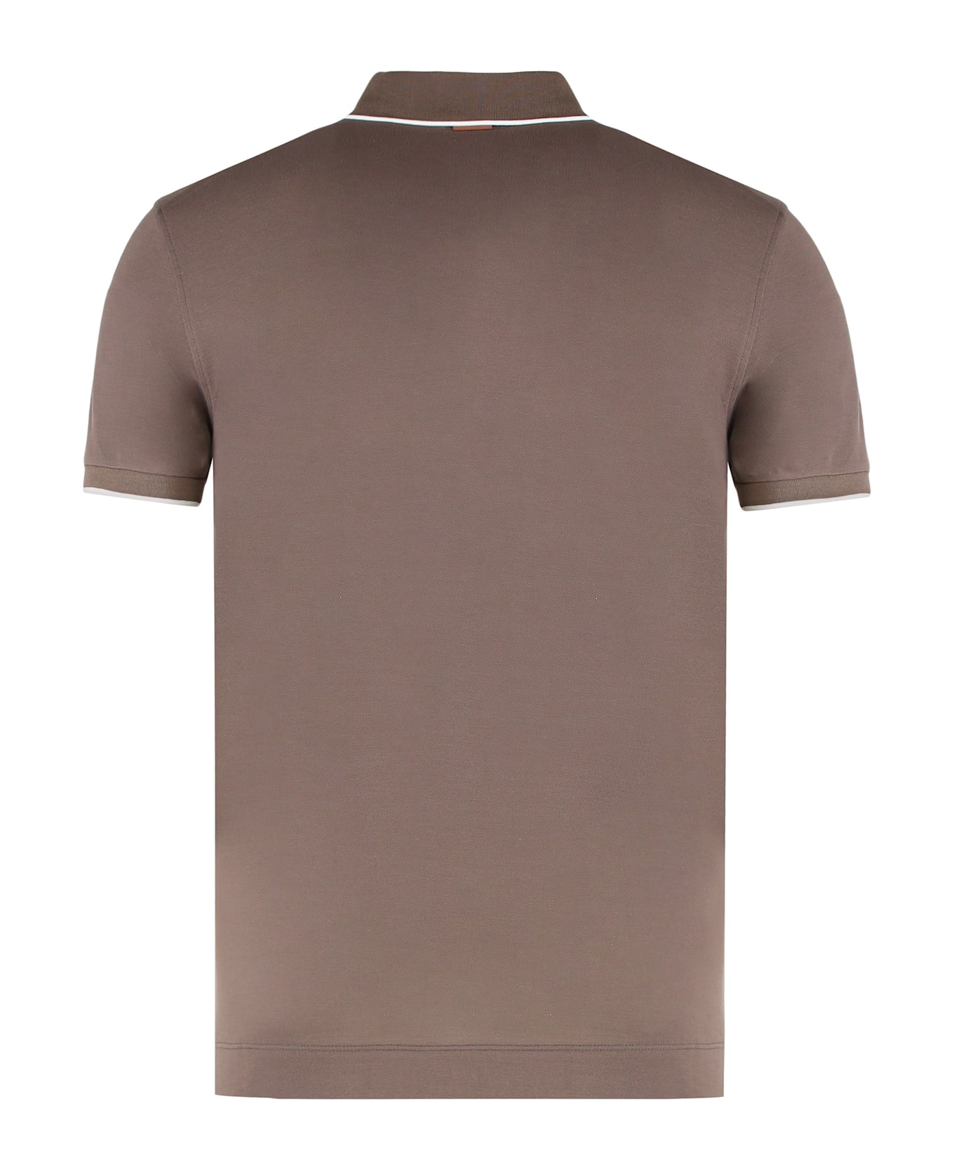 Zegna Polo In Elastic Cotton - brown