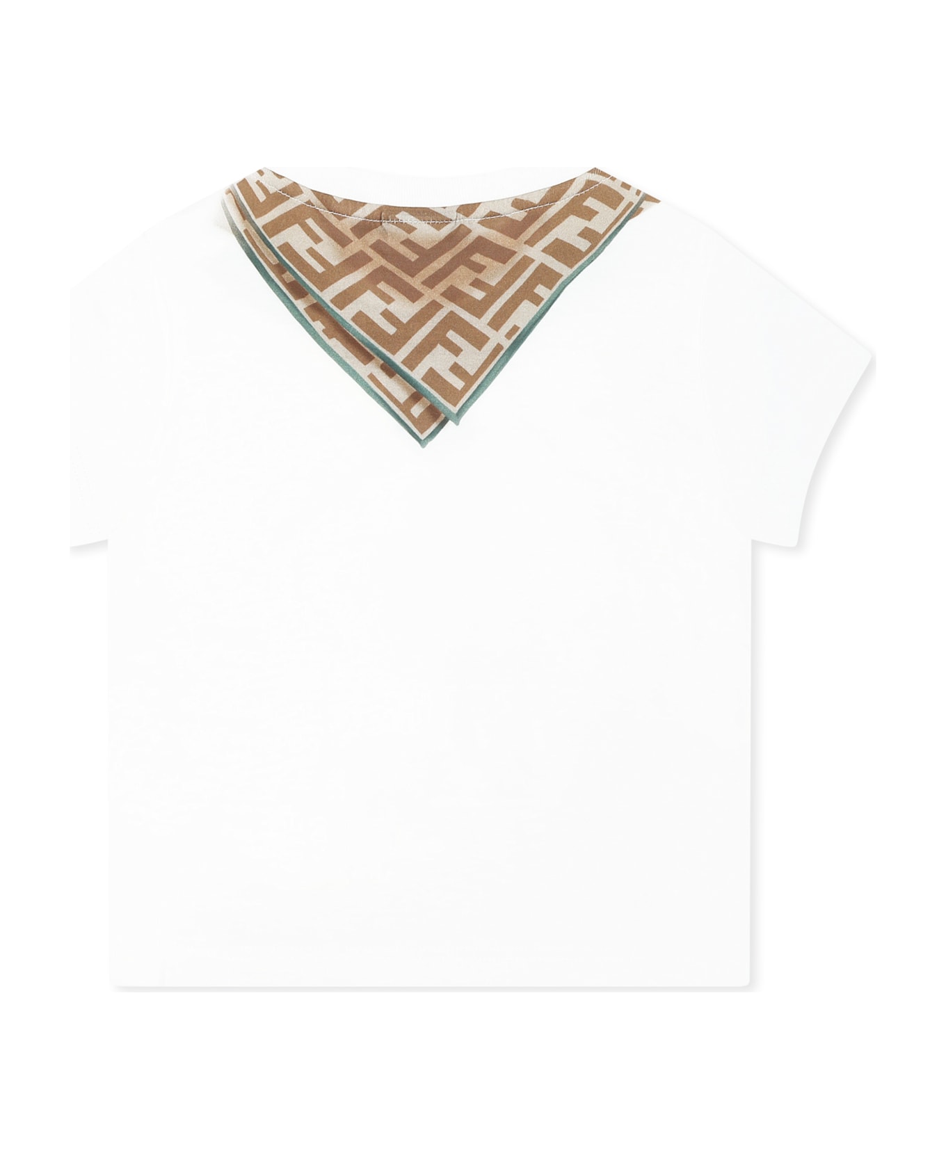 Fendi White T-shirt For Bbay Boy With Ff - White