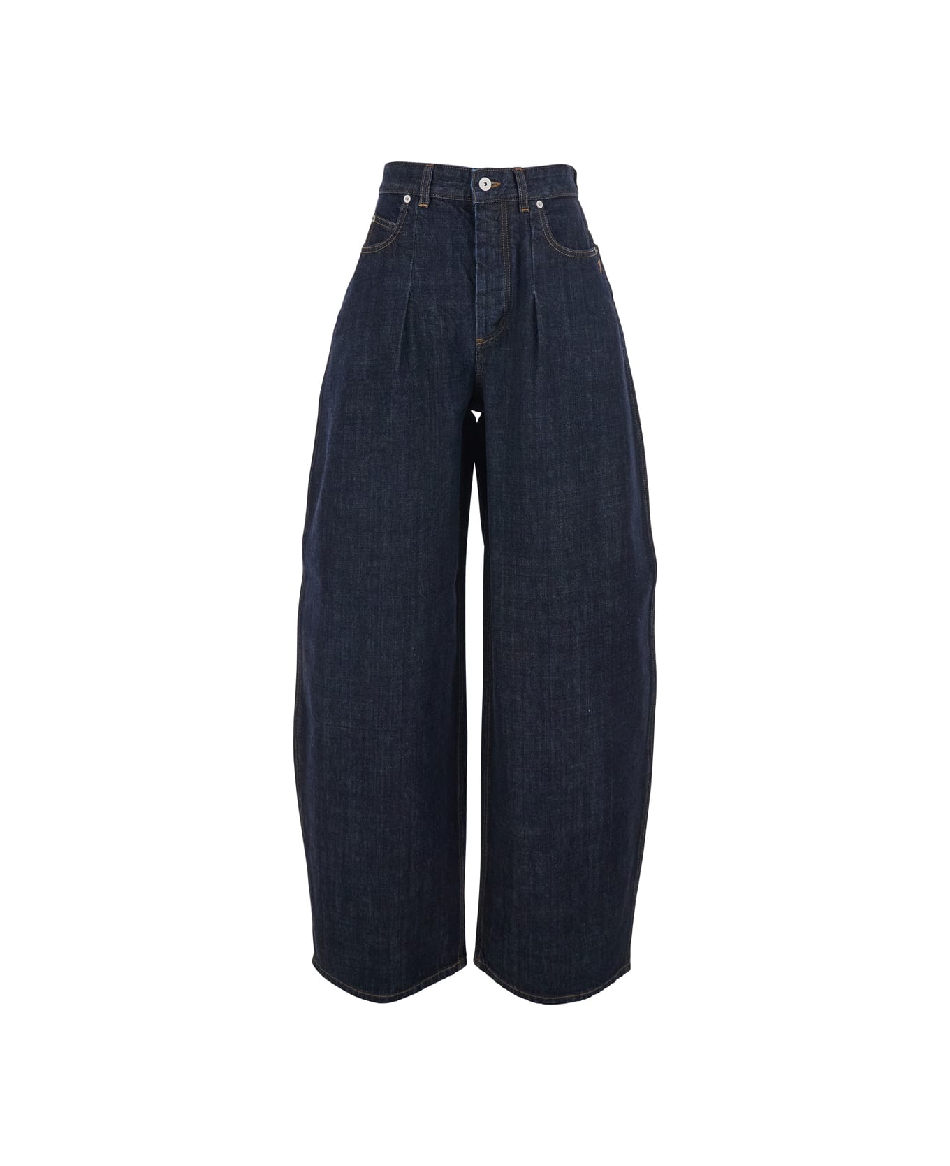 Jacquemus 
le De Nimes Ovalo
 Blue Wide Jeans With Side Logo In Denim Woman - Blu