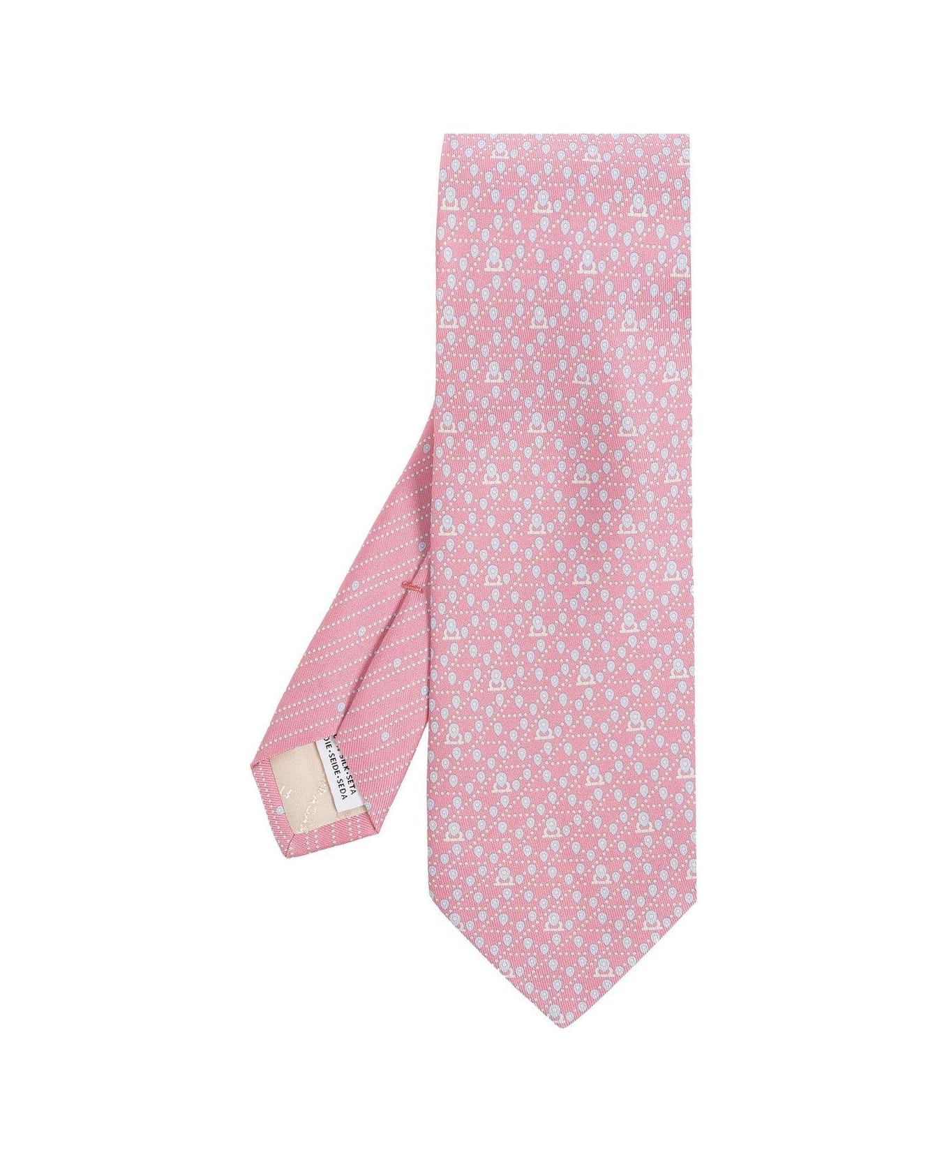 Ferragamo Tag Prined Tie - Pink ネクタイ