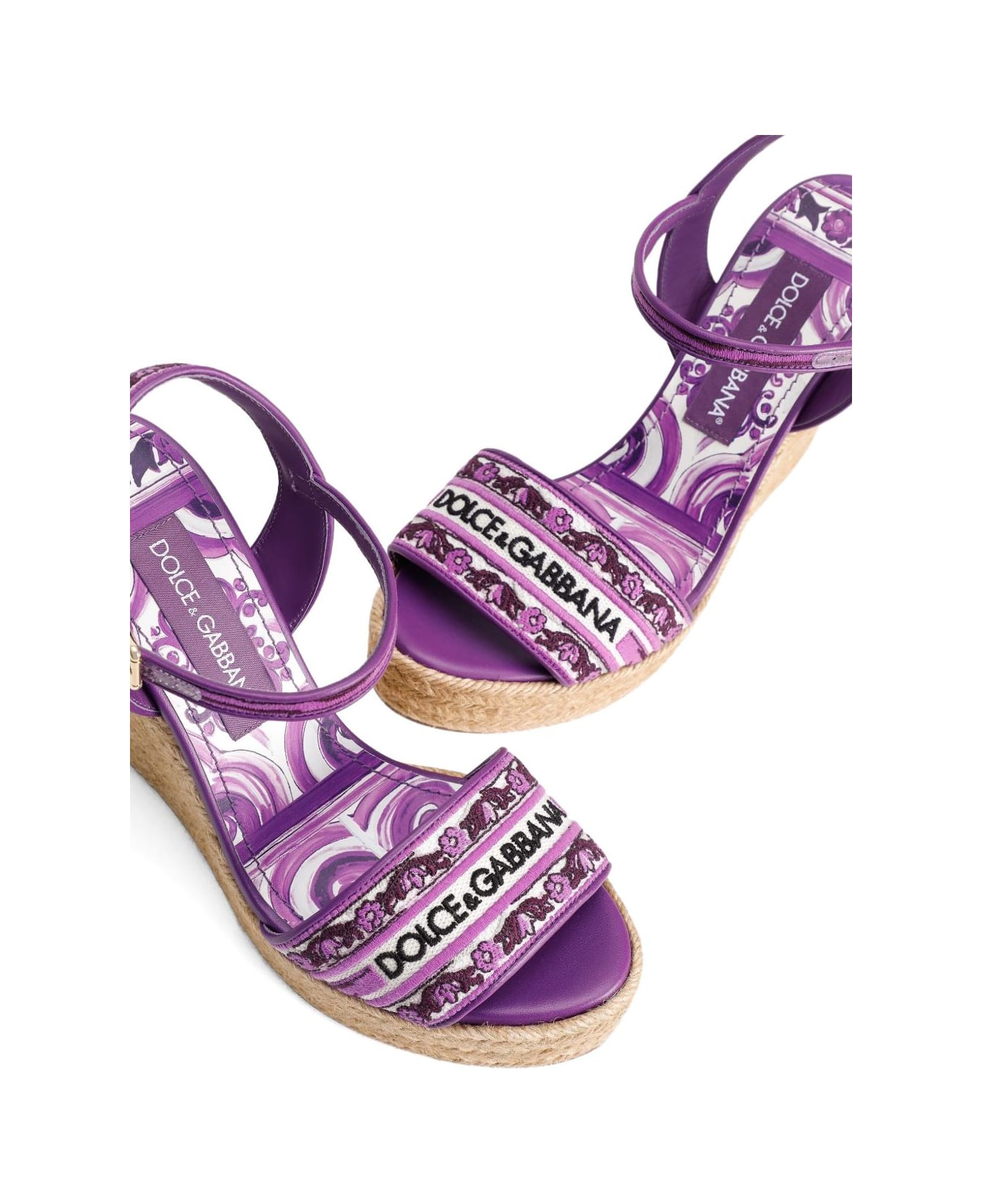 Dolce & Gabbana Dolce &amp; Gabbana 90mm Majolica Print Sandals - Purple