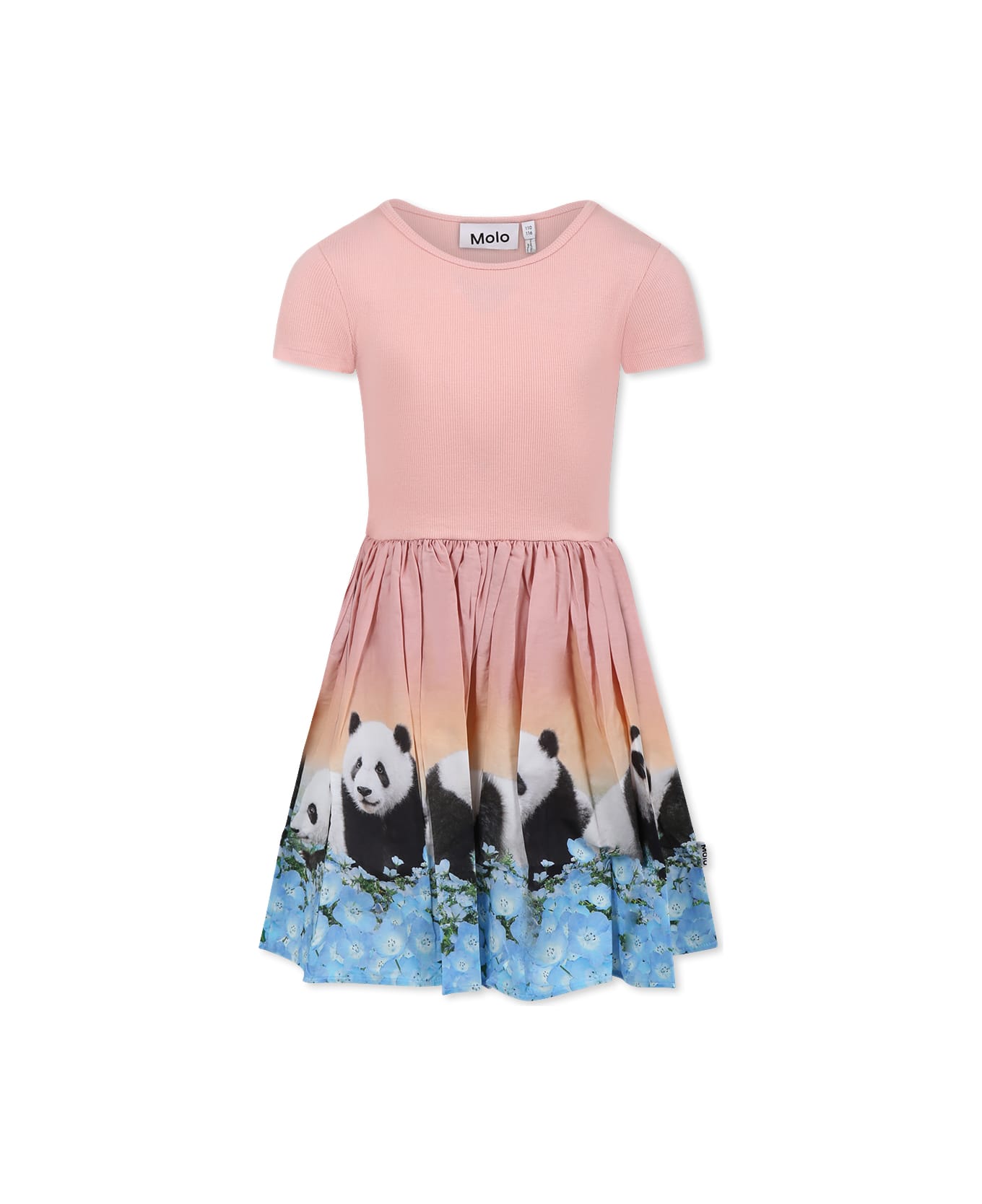 Molo Pink Dress For Girl With Panda - Pink