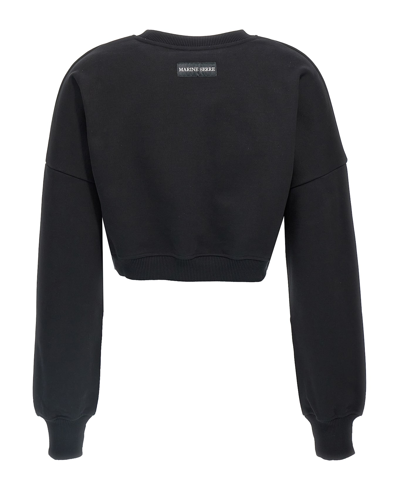 Marine Serre 'moon Logo' Cropped Sweatshirt - Black  