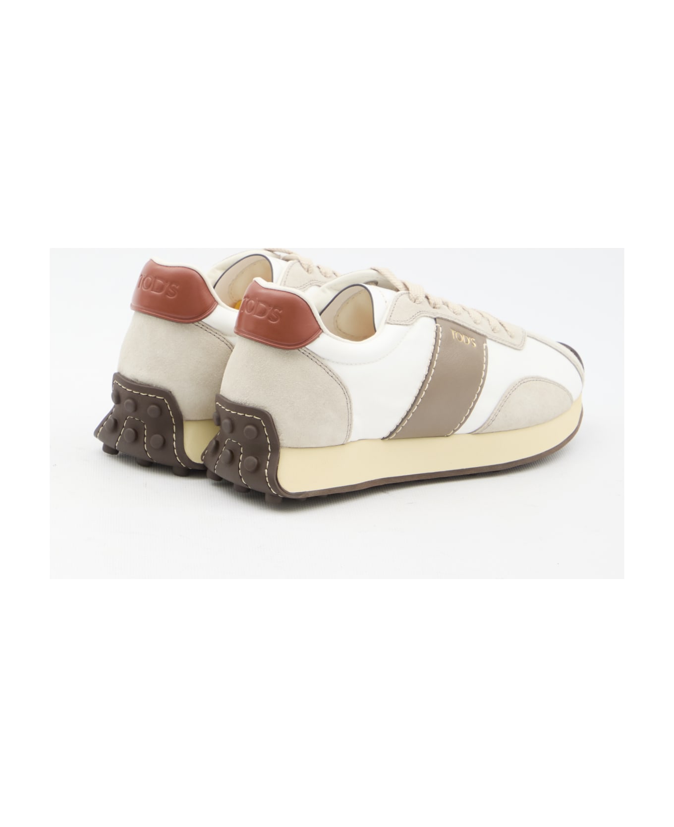 Tod's Sneakers In Leather And Technical Fabric - WHITE
