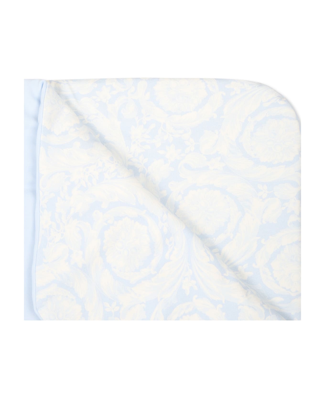 Versace Light Blue Blanket For Baby Boy With Medusa - Light Blue