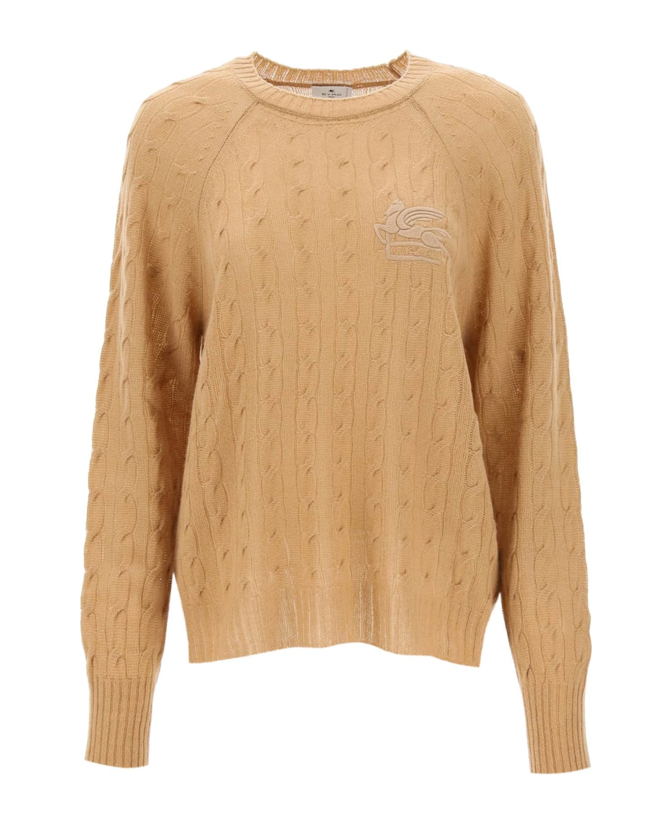 Etro Cashmere Sweater With Pegasus Embroidery - Beige