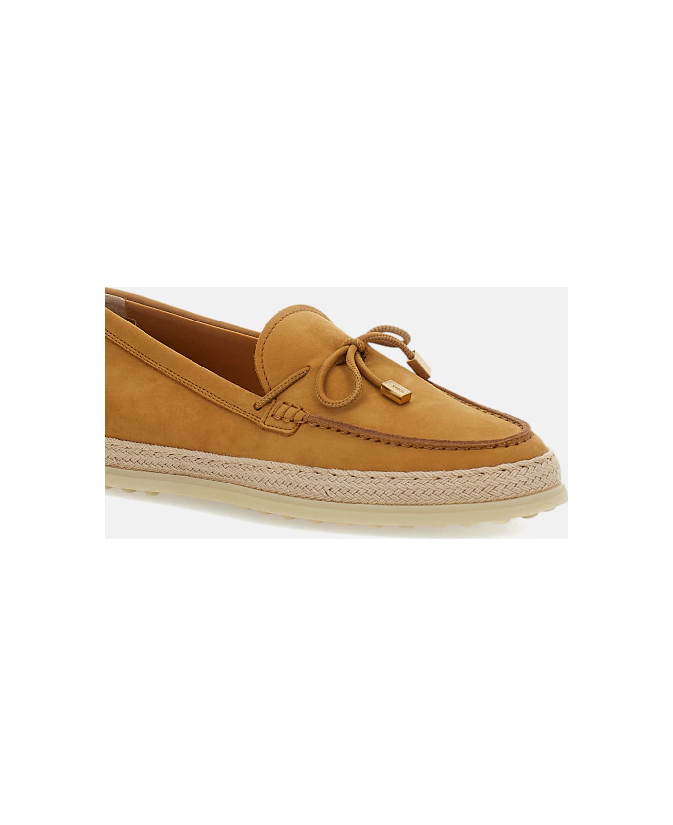 Tod's Leather And Raffia Loafer - Brown フラットシューズ