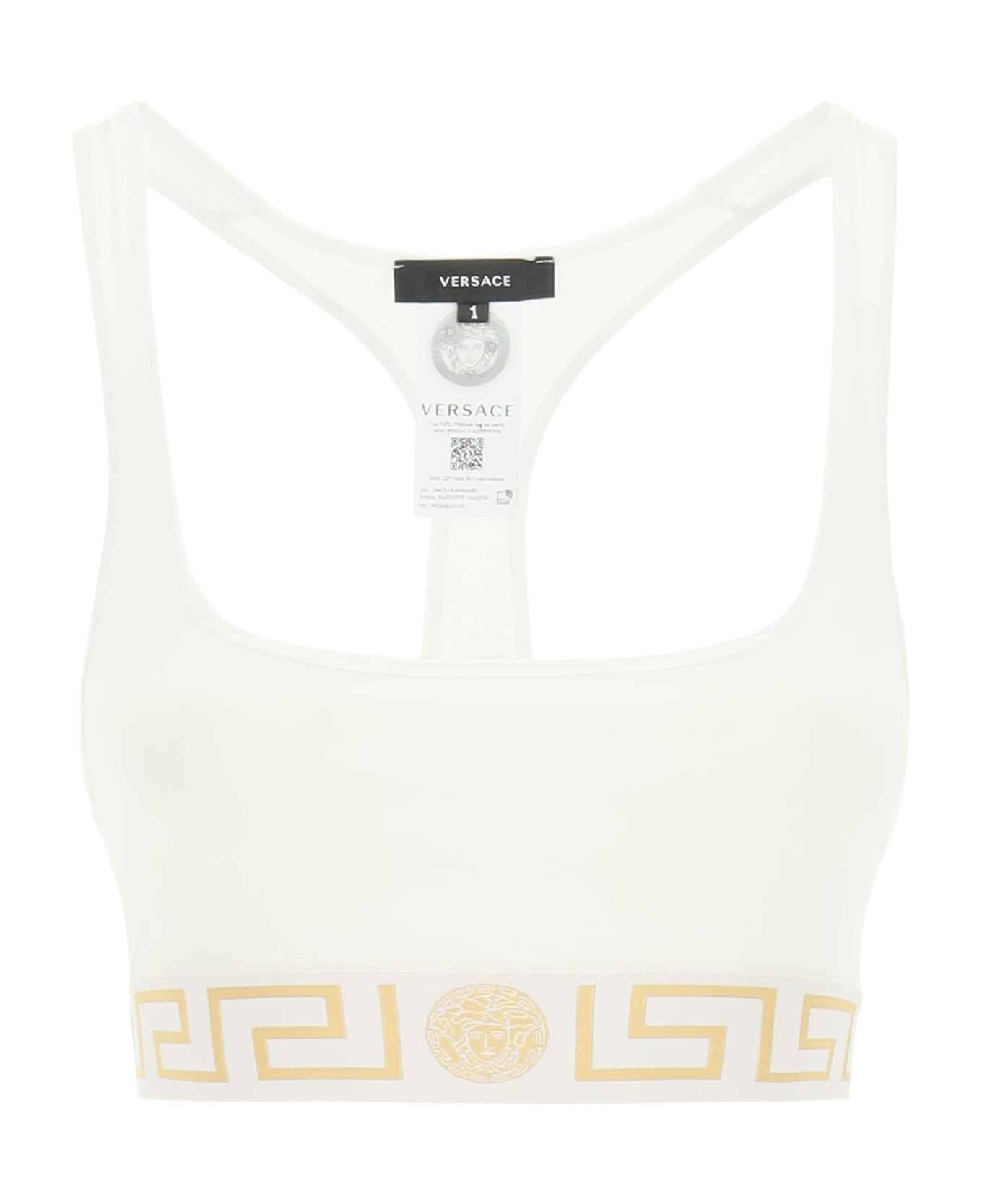 Versace Sports Bra With Greca Border - Bianco