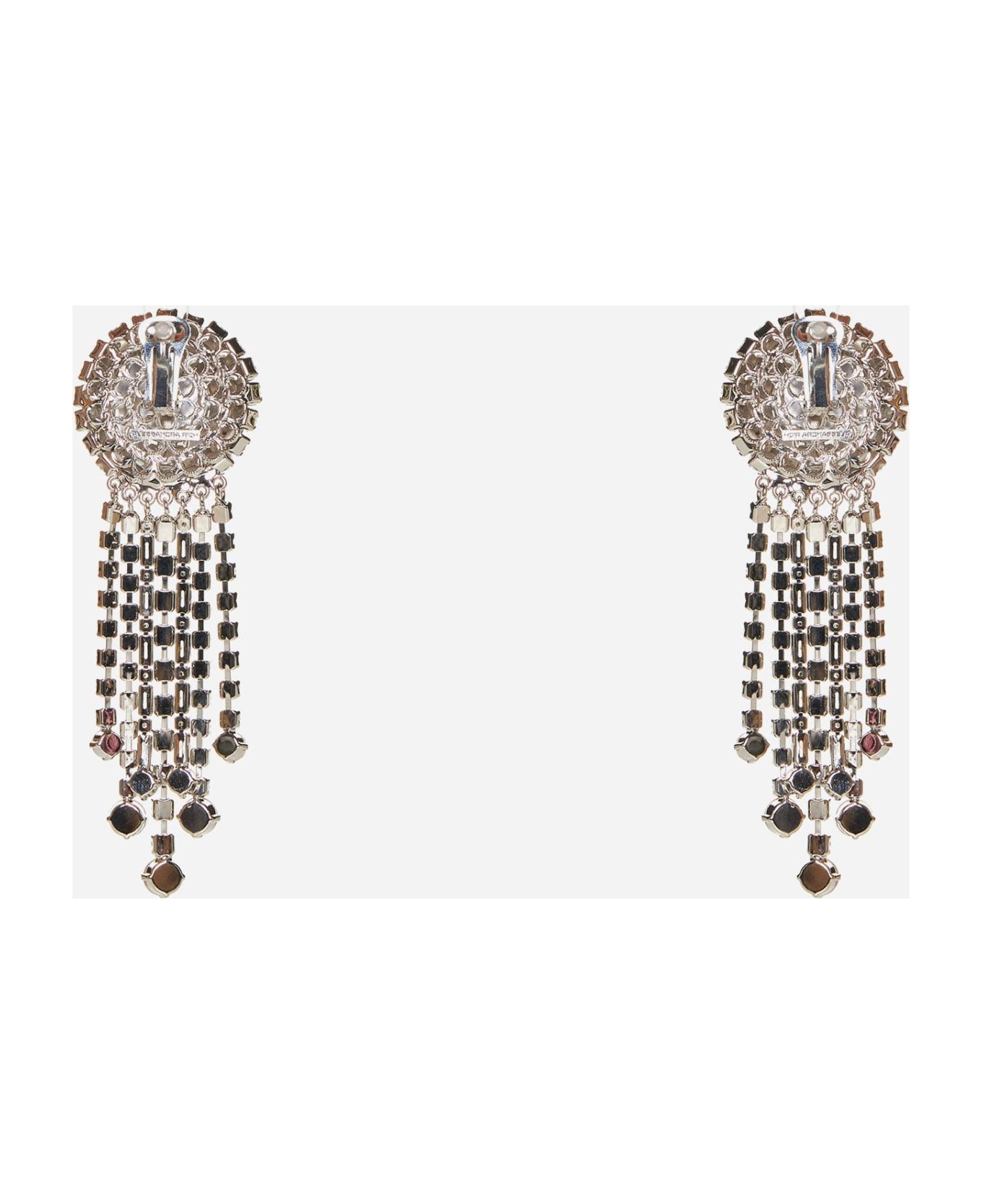 Alessandra Rich Crystal Fringed Round Earrings - SILVER