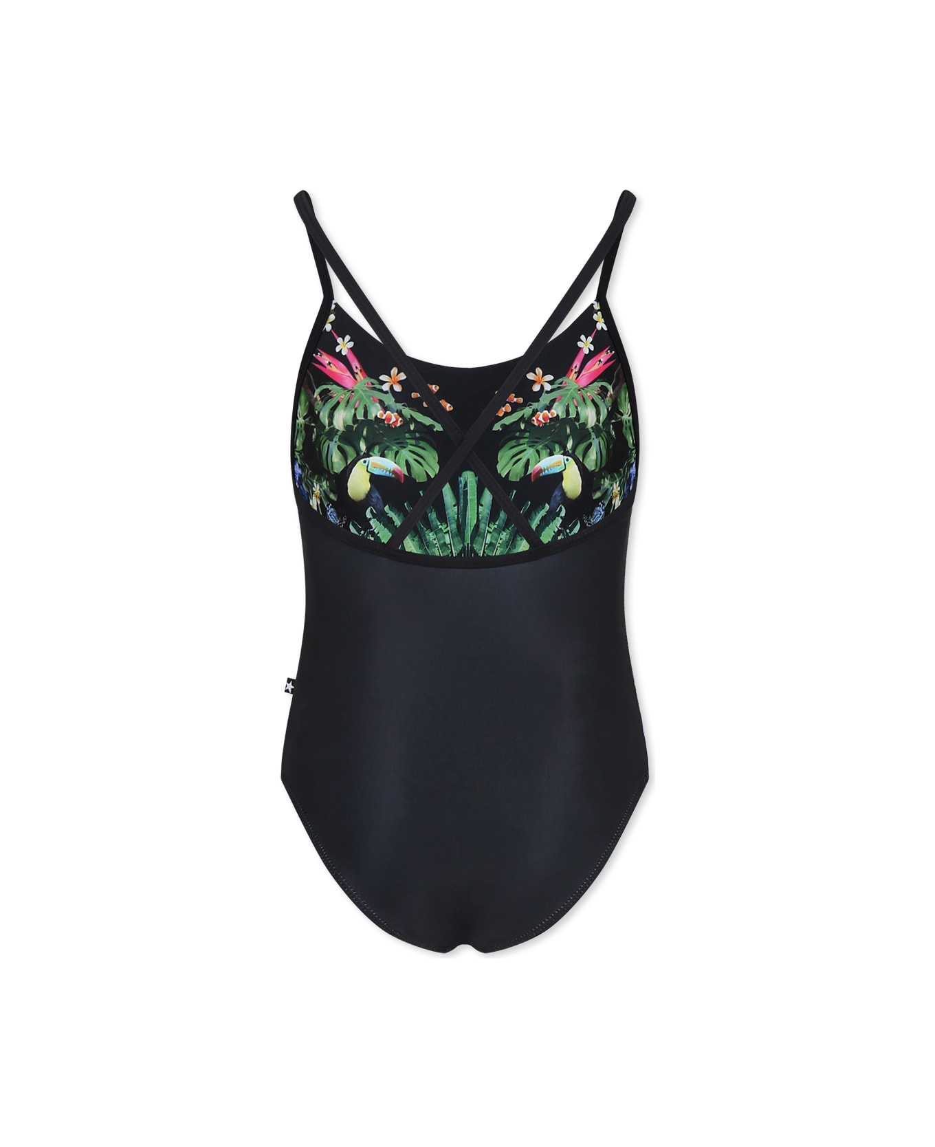 Molo Black Swimsuitfor Girl With Leopard Print - Black