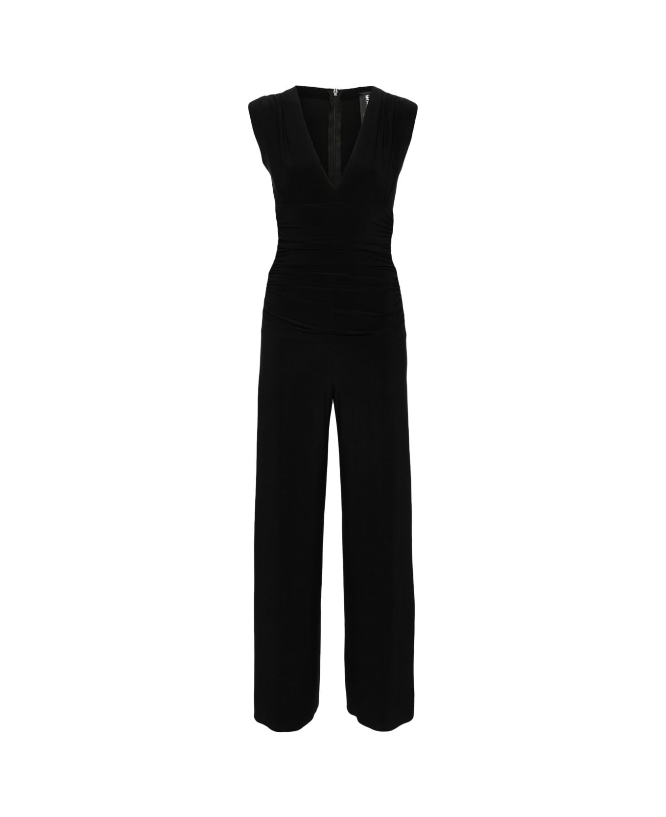 Norma Kamali Ruffled Plunge Jumpsuit - Black