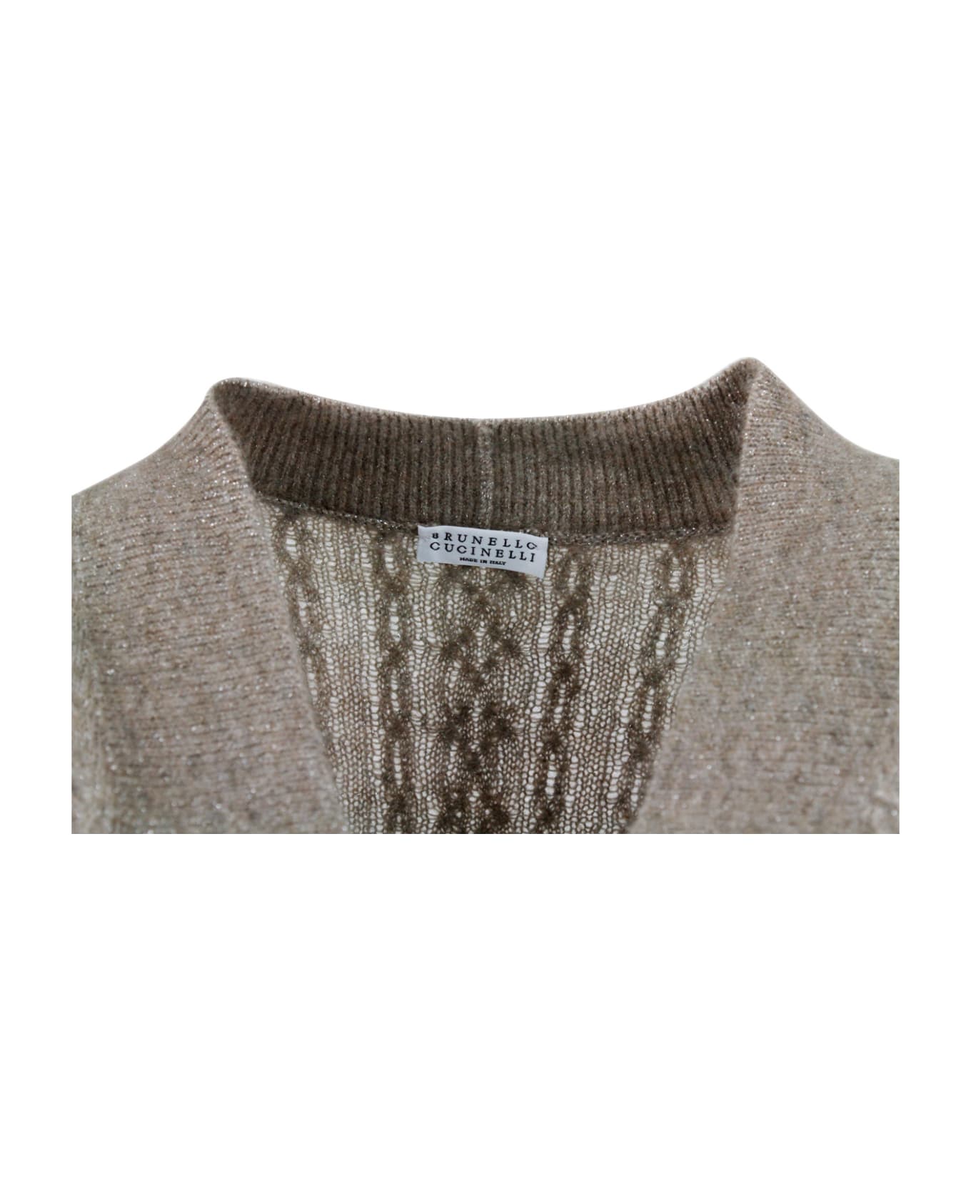 Brunello Cucinelli Cable Knit Wool Blend Cardigan Sweater - Brown