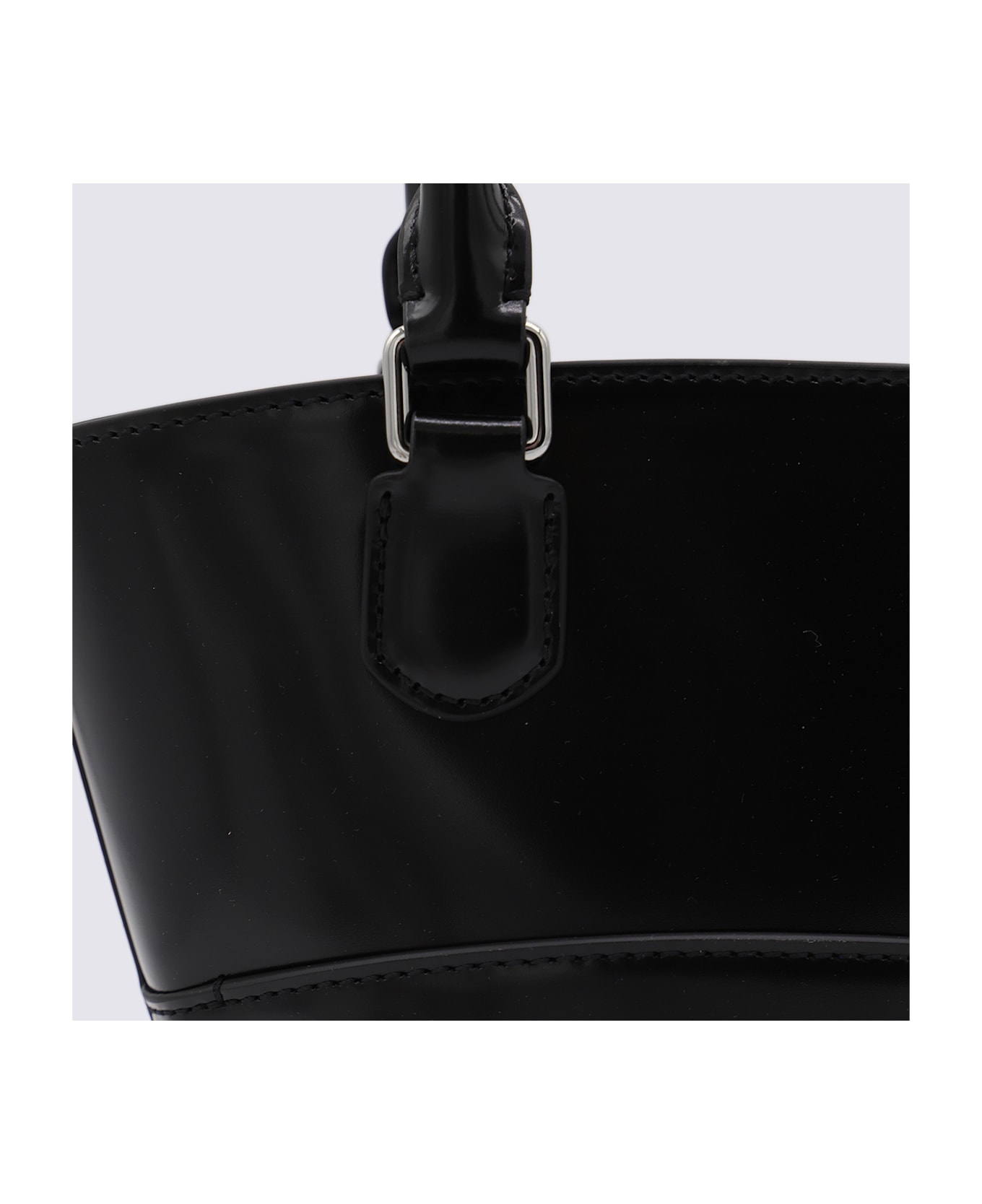self-portrait Black Leather Top Handle Bag - Black