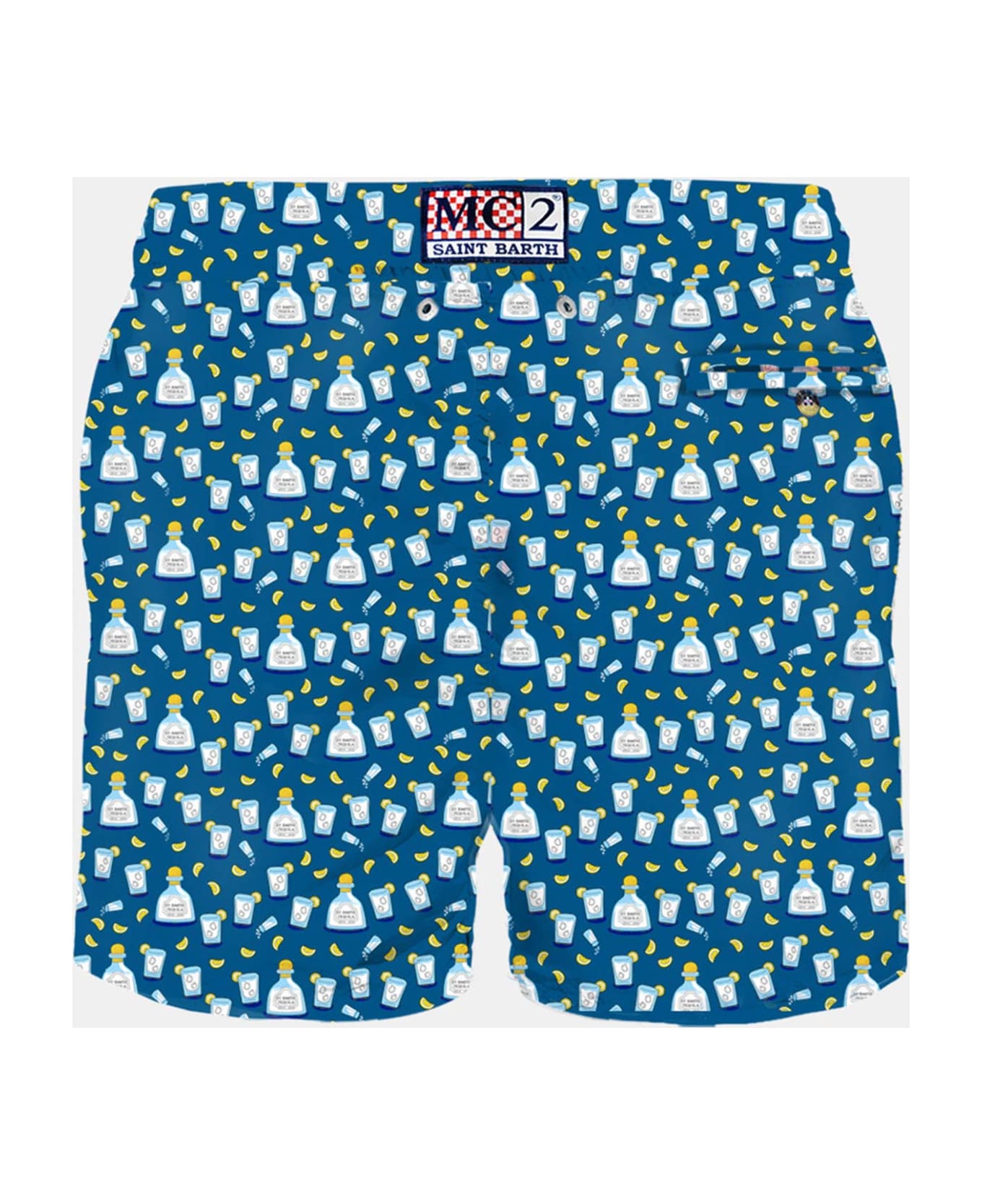 MC2 Saint Barth Man Light Fabric Swim Shorts With Tequila Print - BLUE
