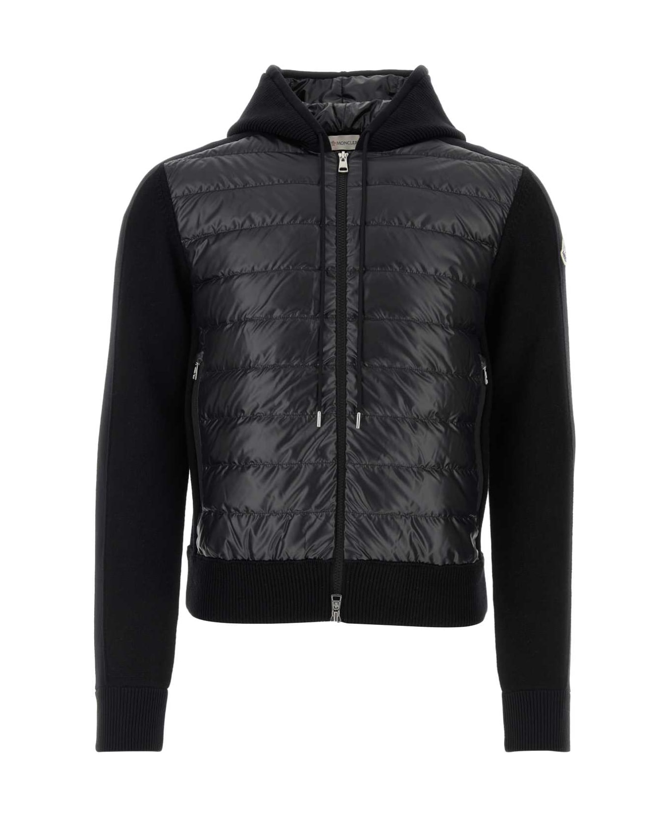 Moncler Black Wool And Polyester Cardigan - 999