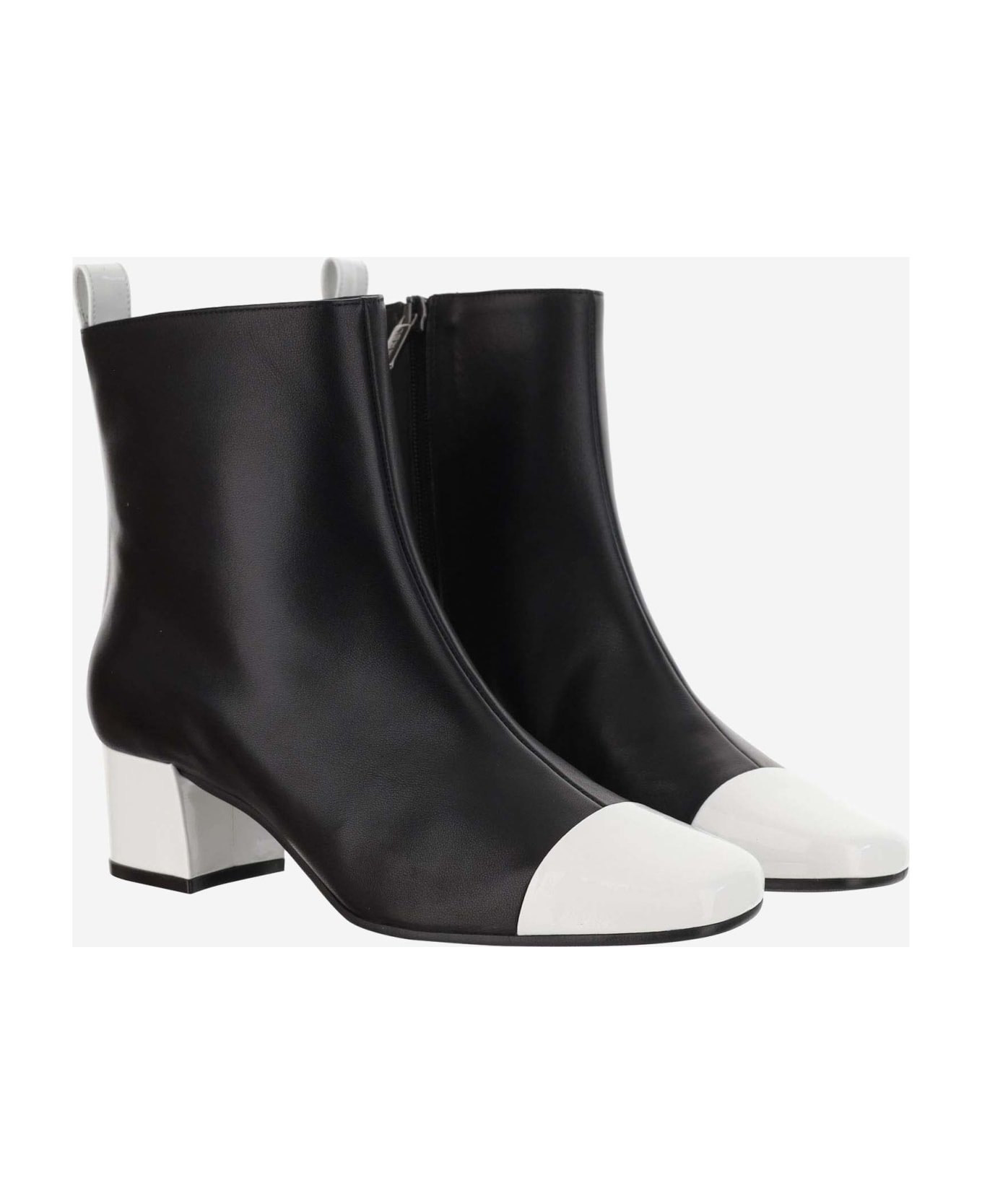 Carel Leather Boots - BLACK CALF/WHITE PATENT BOOTS