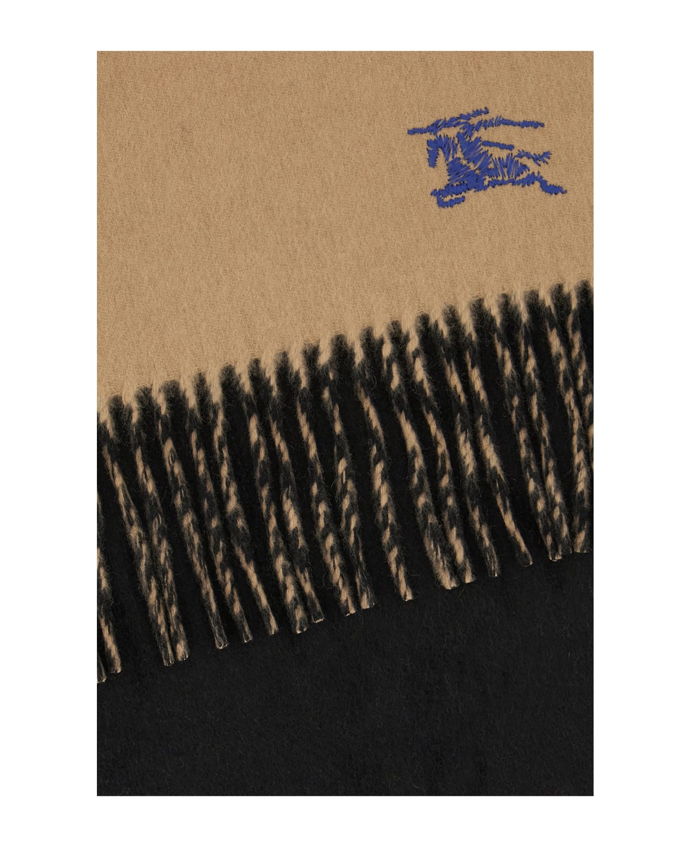 Burberry Cappuccino Cashmere Reversible Scarf - CAMEL /BLACK