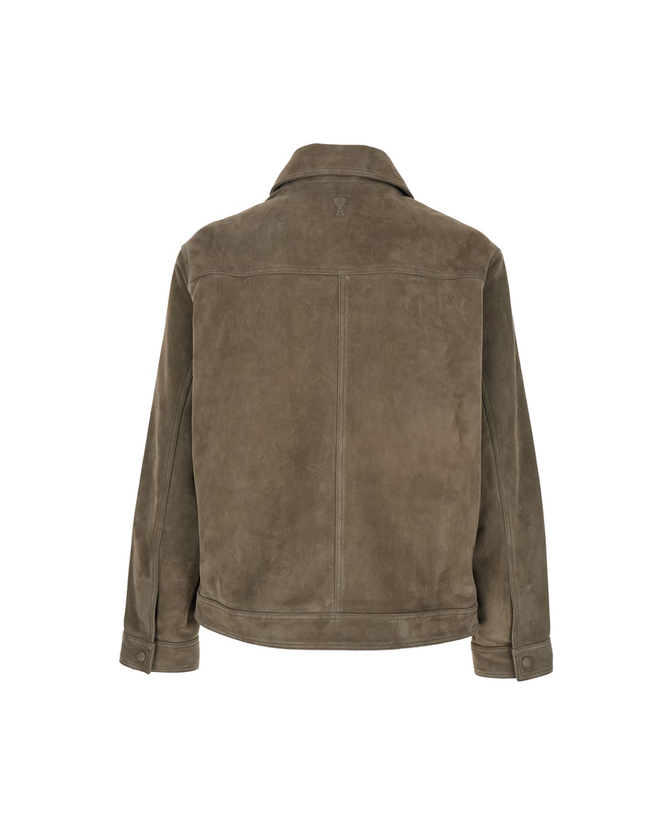 Ami Alexandre Mattiussi Grey Jacket With Classic Collar And Front Zip Closure In Suede Man - Grey