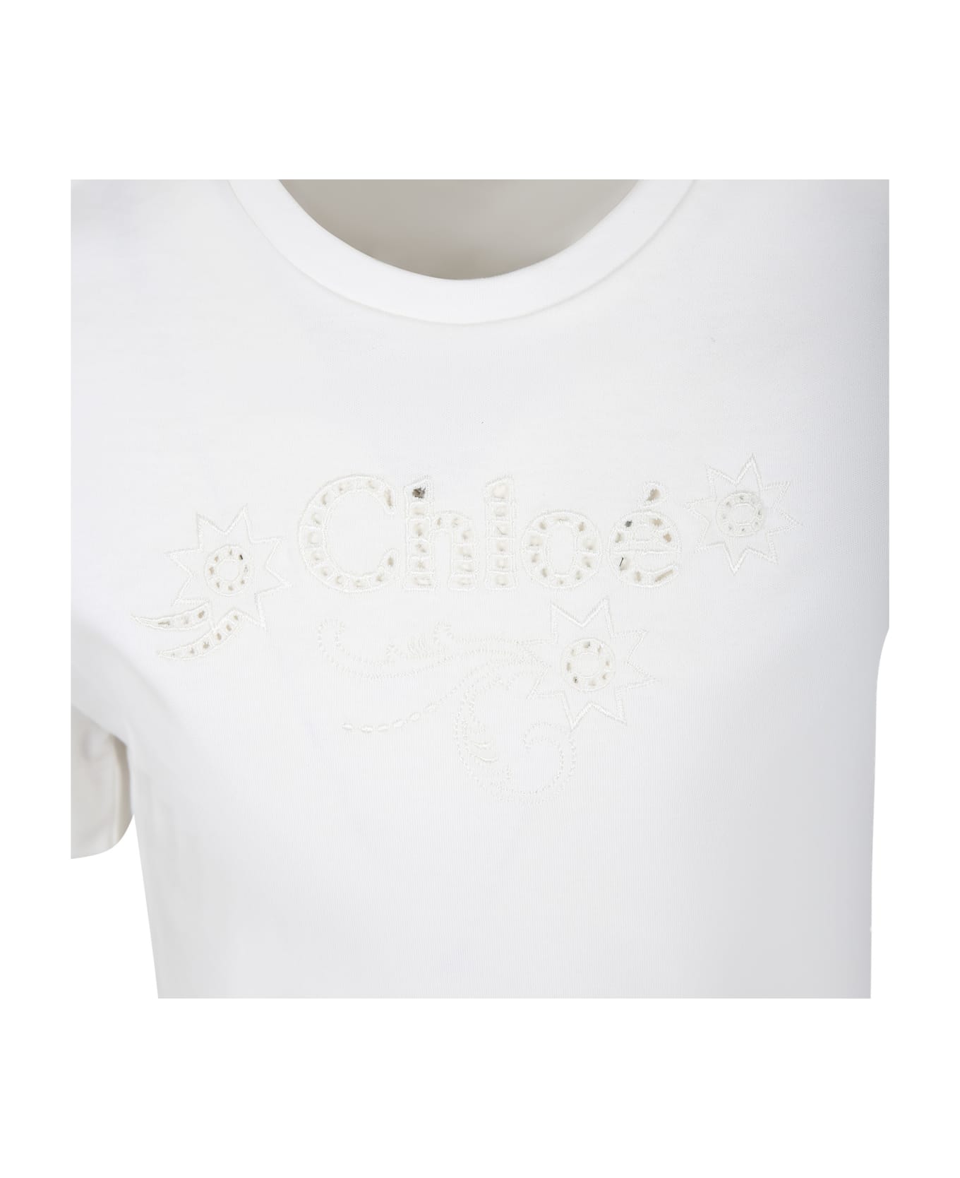 Chloé White T-shirt For Girl With Logo - White Tシャツ＆ポロシャツ