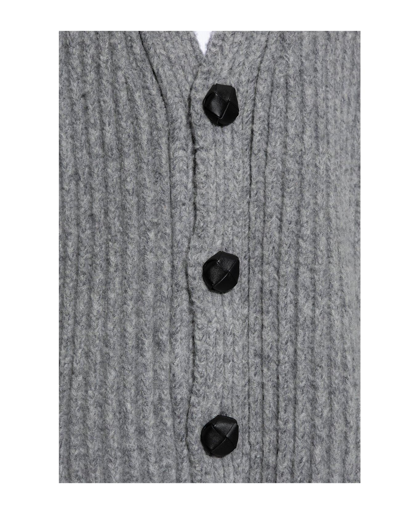 Bottega Veneta V-neck Knitted Cardigan - MEDIUMGREY