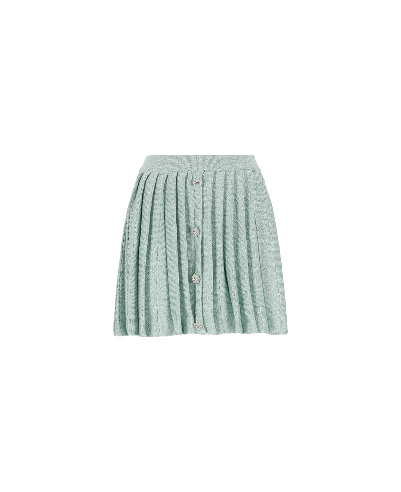 self-portrait Sequin Pleated Knit Skirt - Green スカート