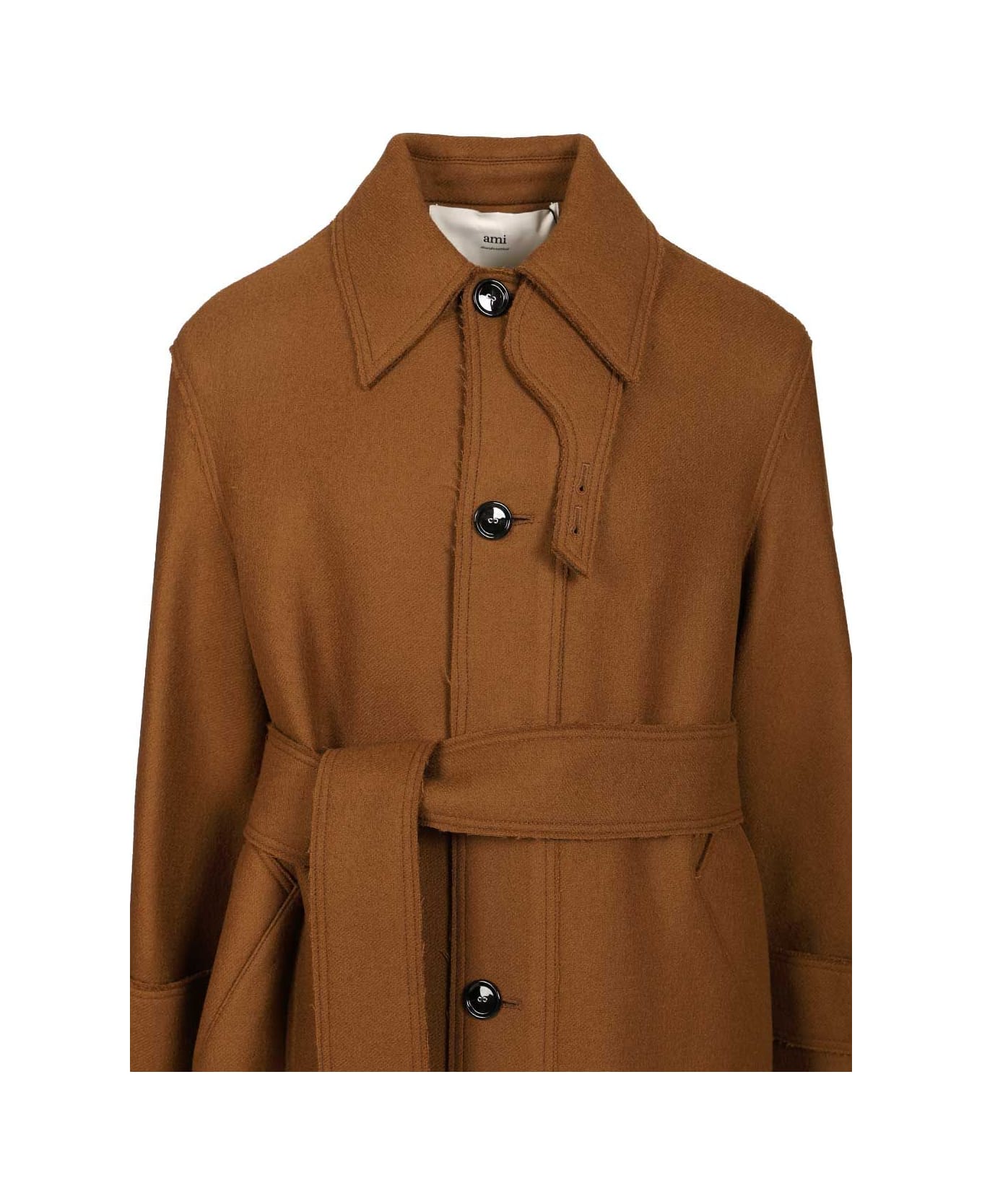 Ami Alexandre Mattiussi Belted Raincoat - BROWN