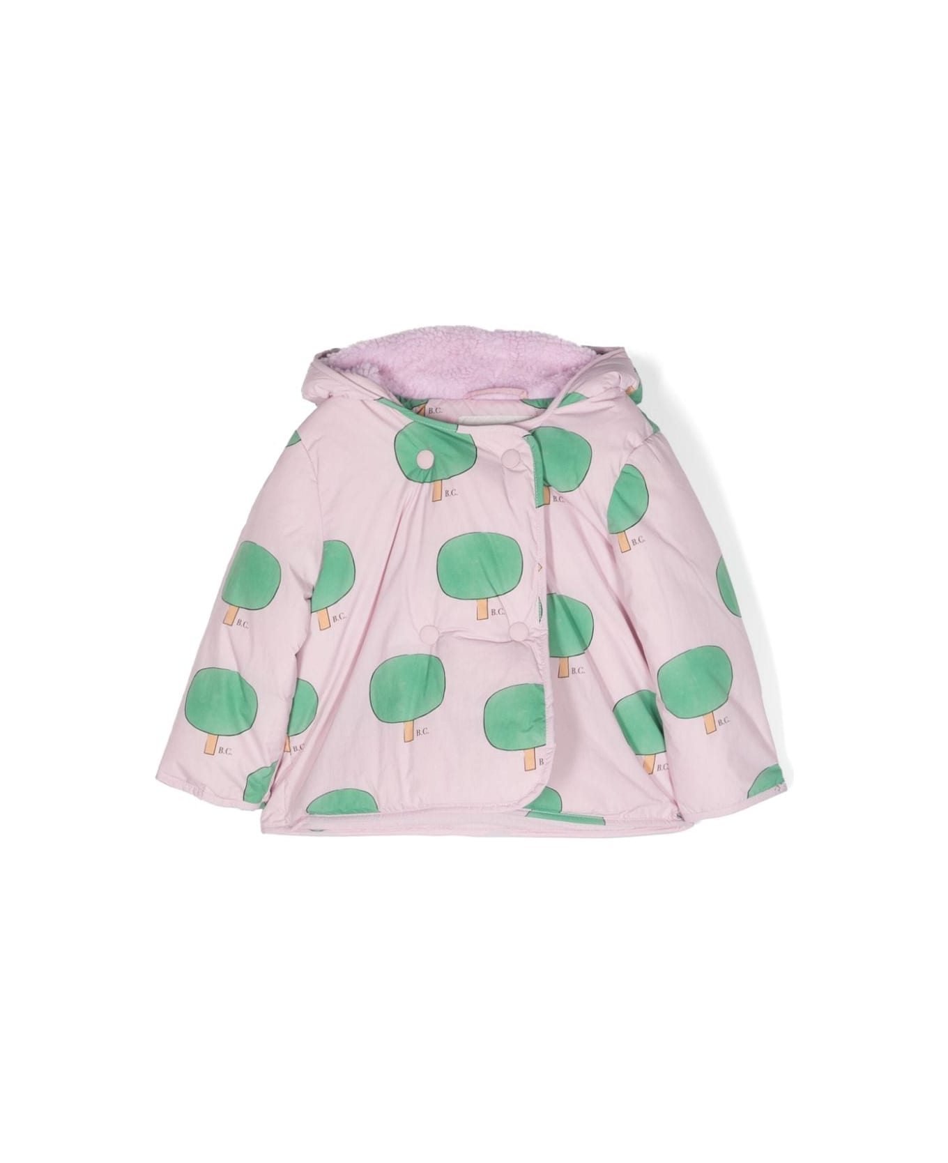 Bobo Choses Baby Green Tree All Over Hooded Anorak - Pink