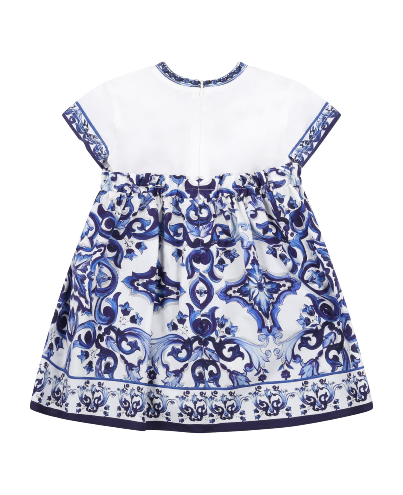 Dolce & Gabbana White Dress For Baby Girl With Logo - Multicolor