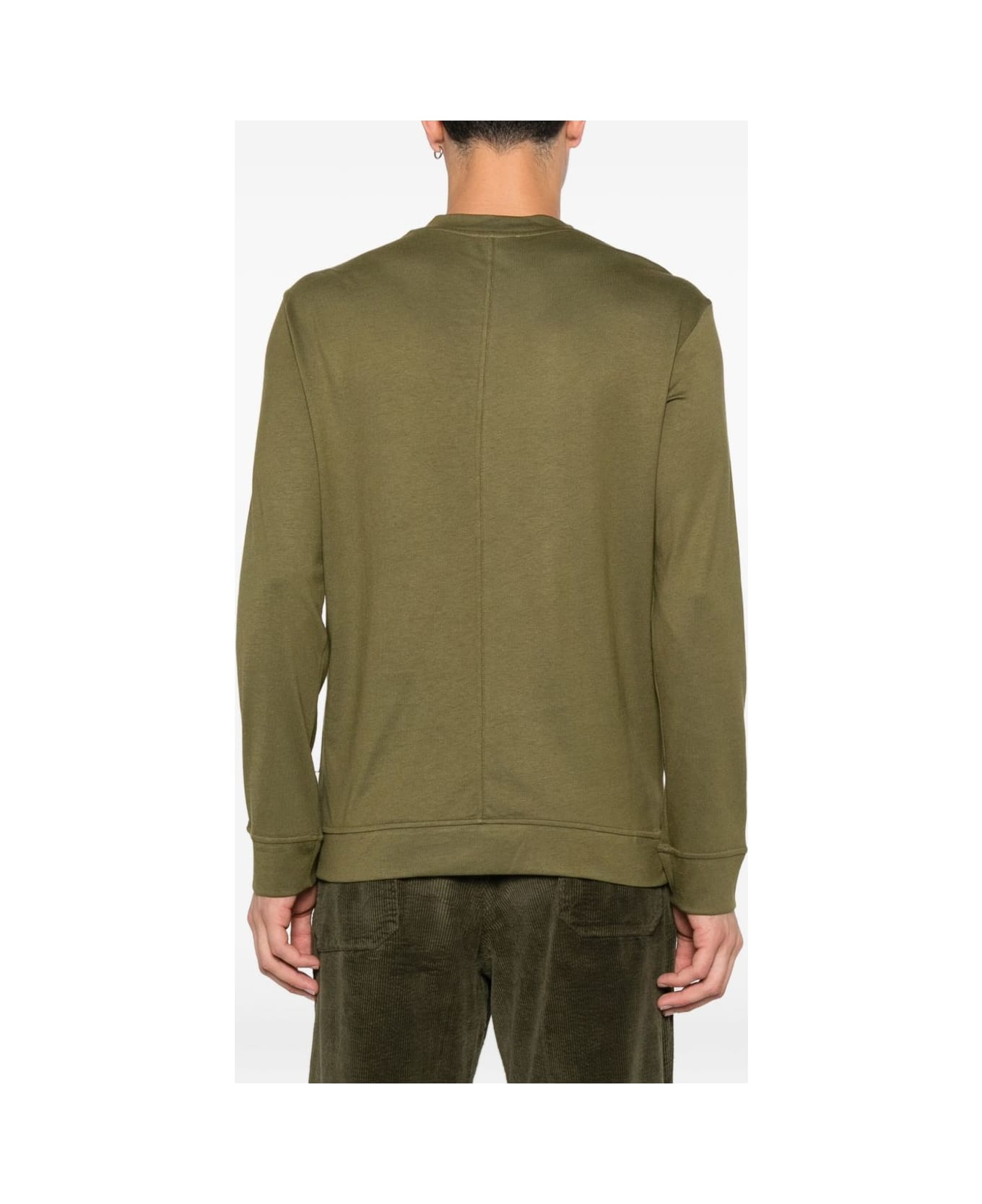 Paolo Pecora Green Long-sleeved Modal Crew-neck Knit T-shirt - Green