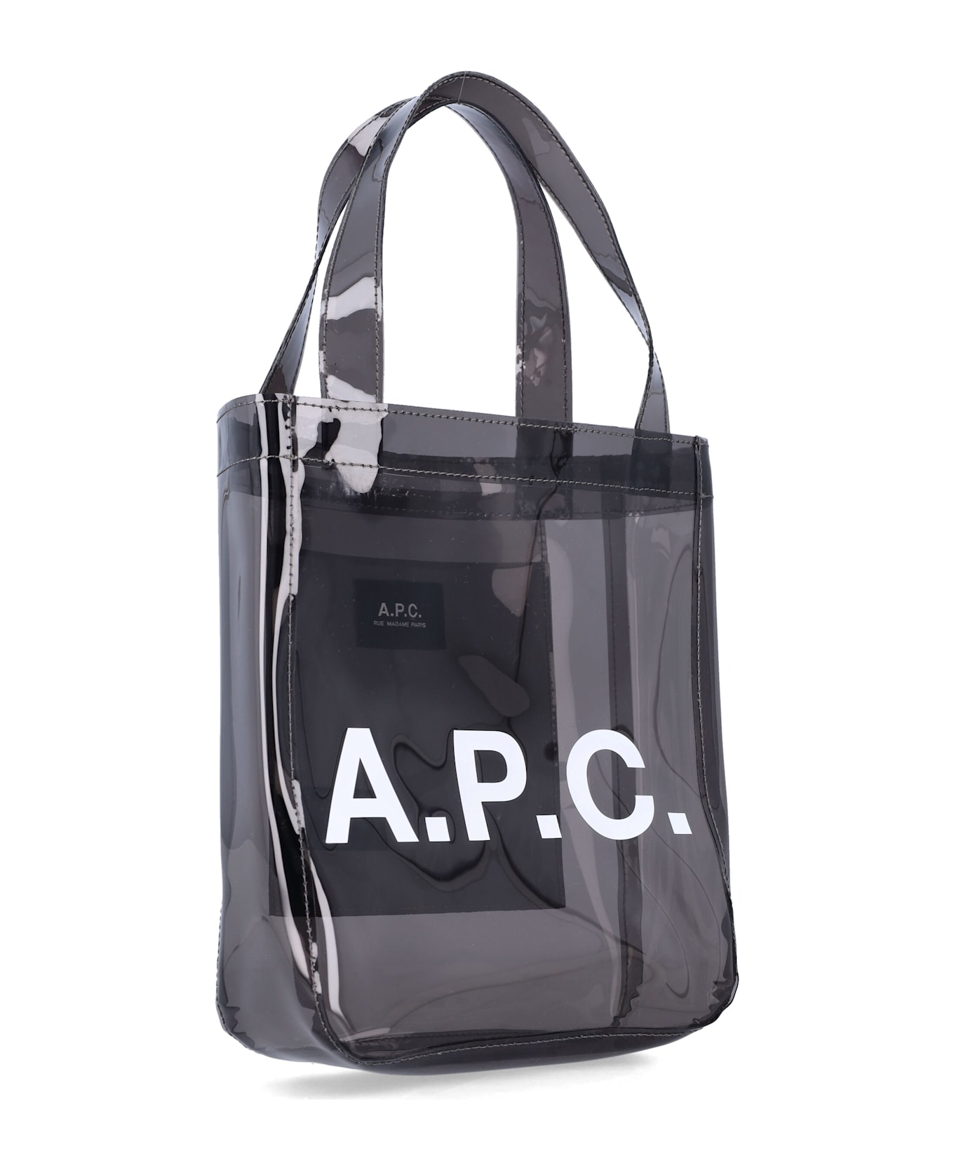 A.P.C. Small Lou Glossy Pvc Tote Bag - ANTRACITE